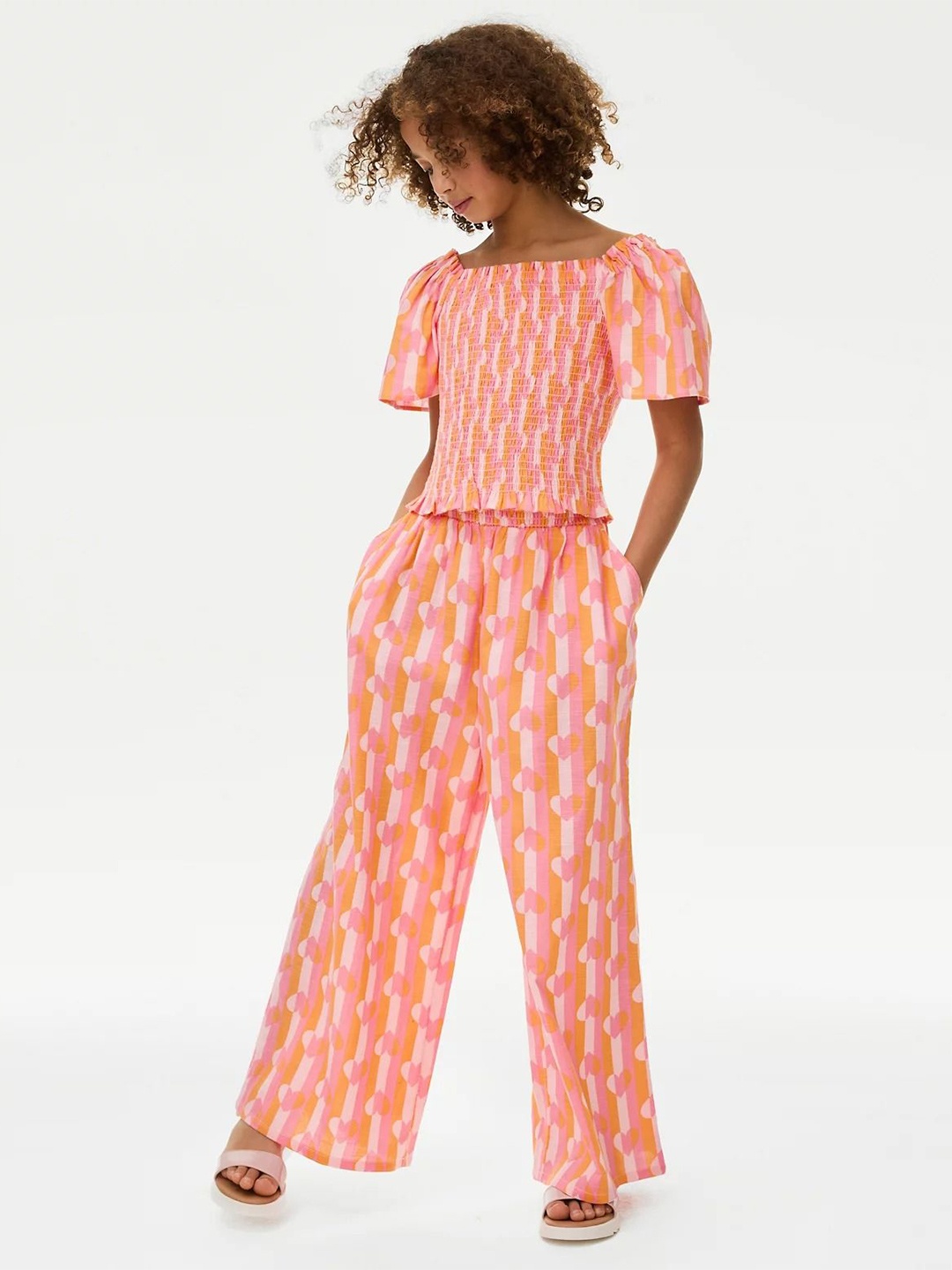 

Marks & Spencer Square Neck Striped Pure Cotton Top, Pink