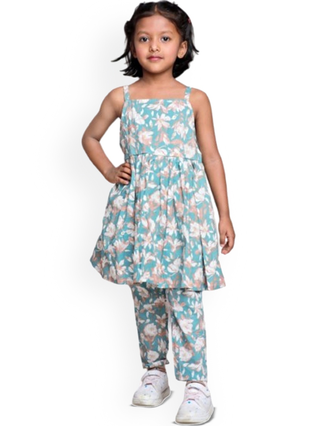 

BAESD Girls Printed Pure Cotton Top With Trousers, Blue