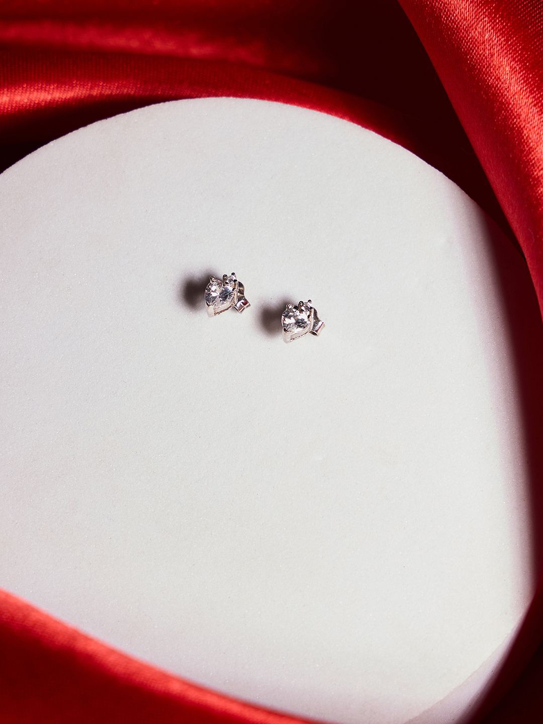 

House of Pataudi 925 Sterling Silver Rhodium Plated CZ-Studded Earrings