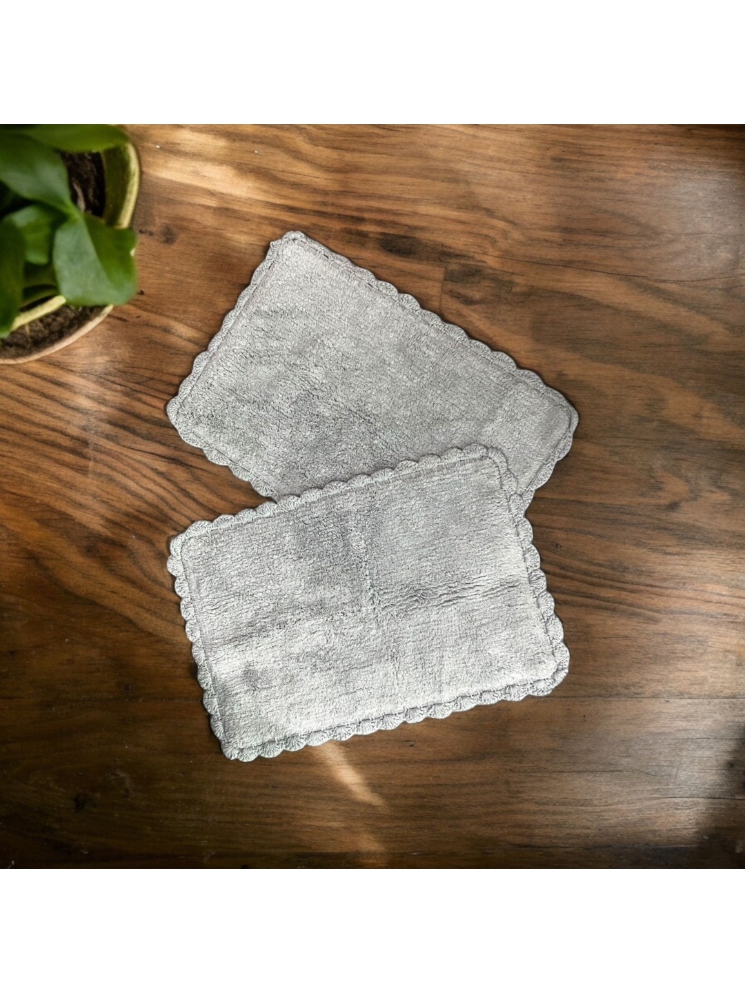 

INTERIORQUOTIENT Grey 2 Pieces Pure Soft Cotton Anti-Skid Rectangular Doormat