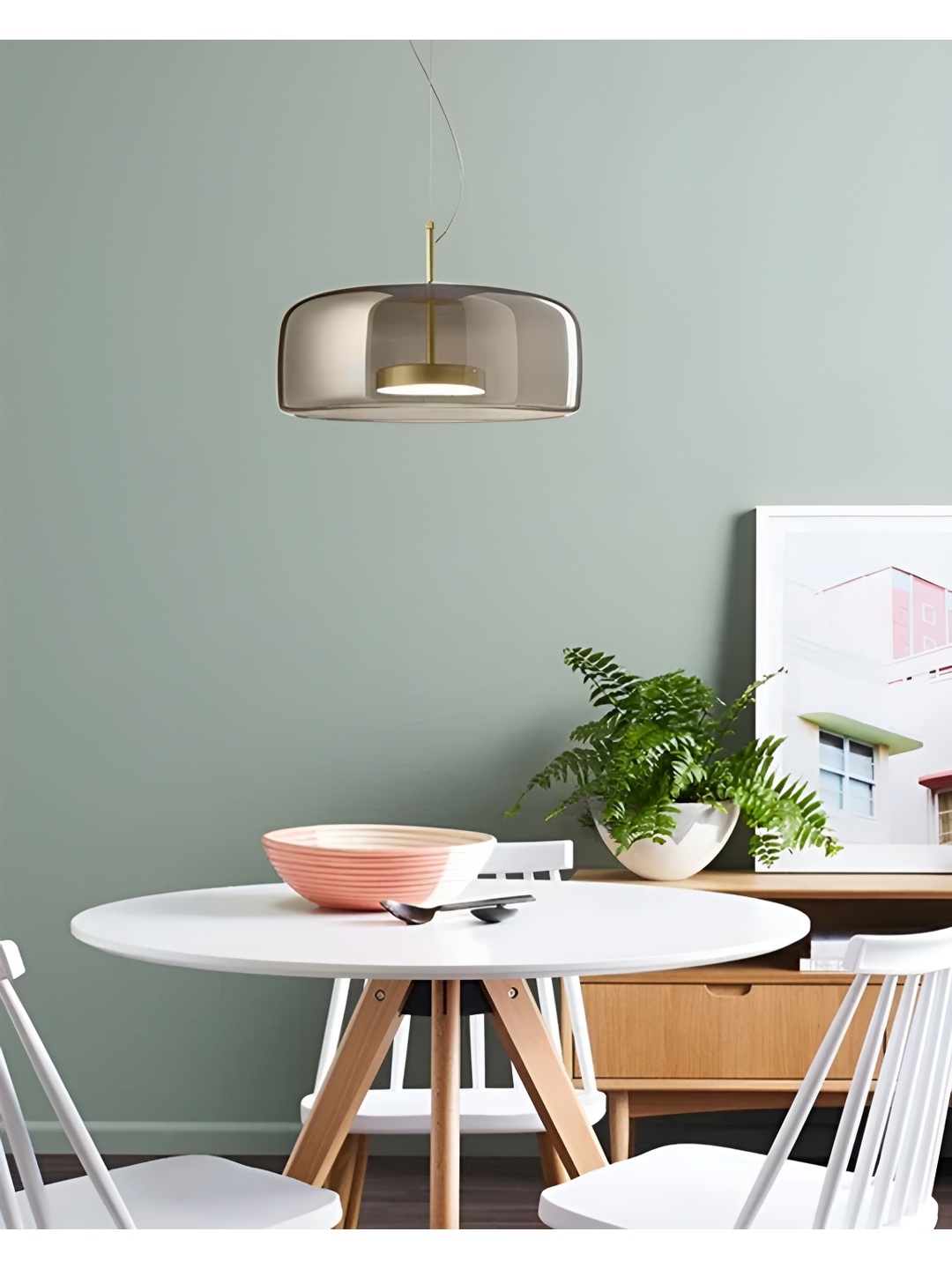 

THEDECORKART Beige Glass Semi-sphere Ceiling Lamp