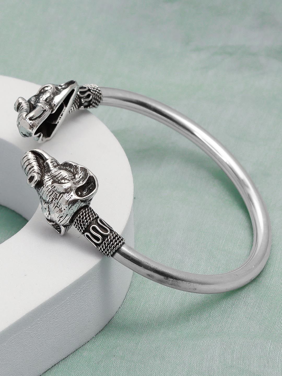 

LeCalla Men 925 Sterling Silver Rhodium Plated Kada Bracelet
