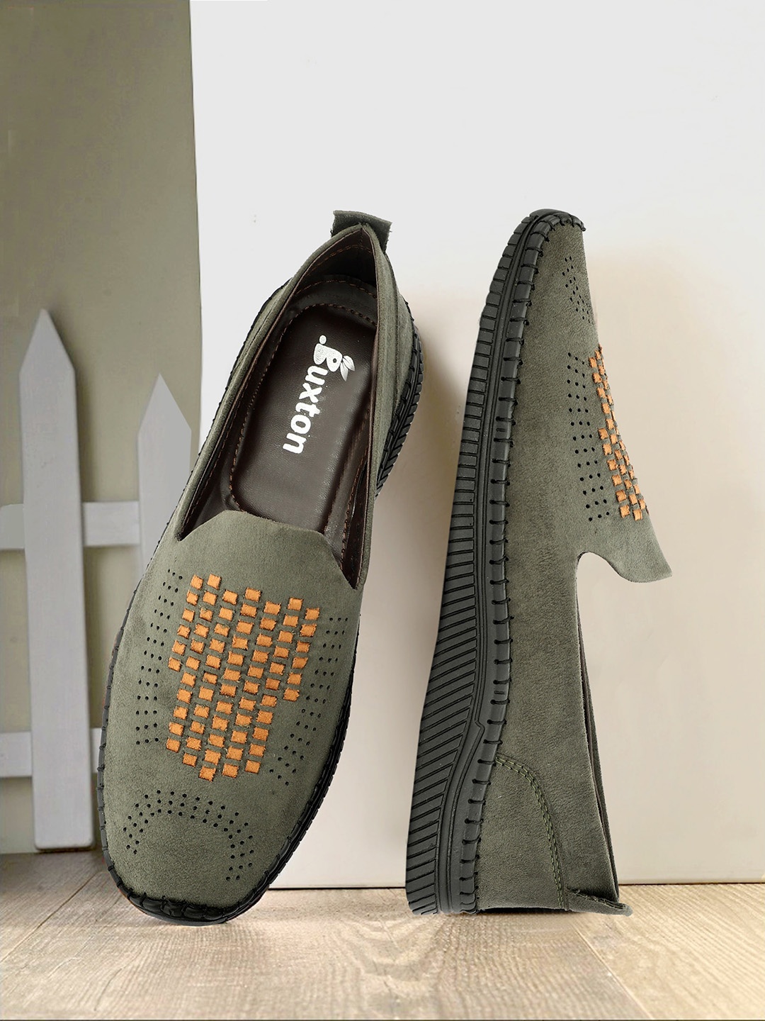 

Buxton Men Textured Round Toe Comfort Insole Suede Espadrille, Green