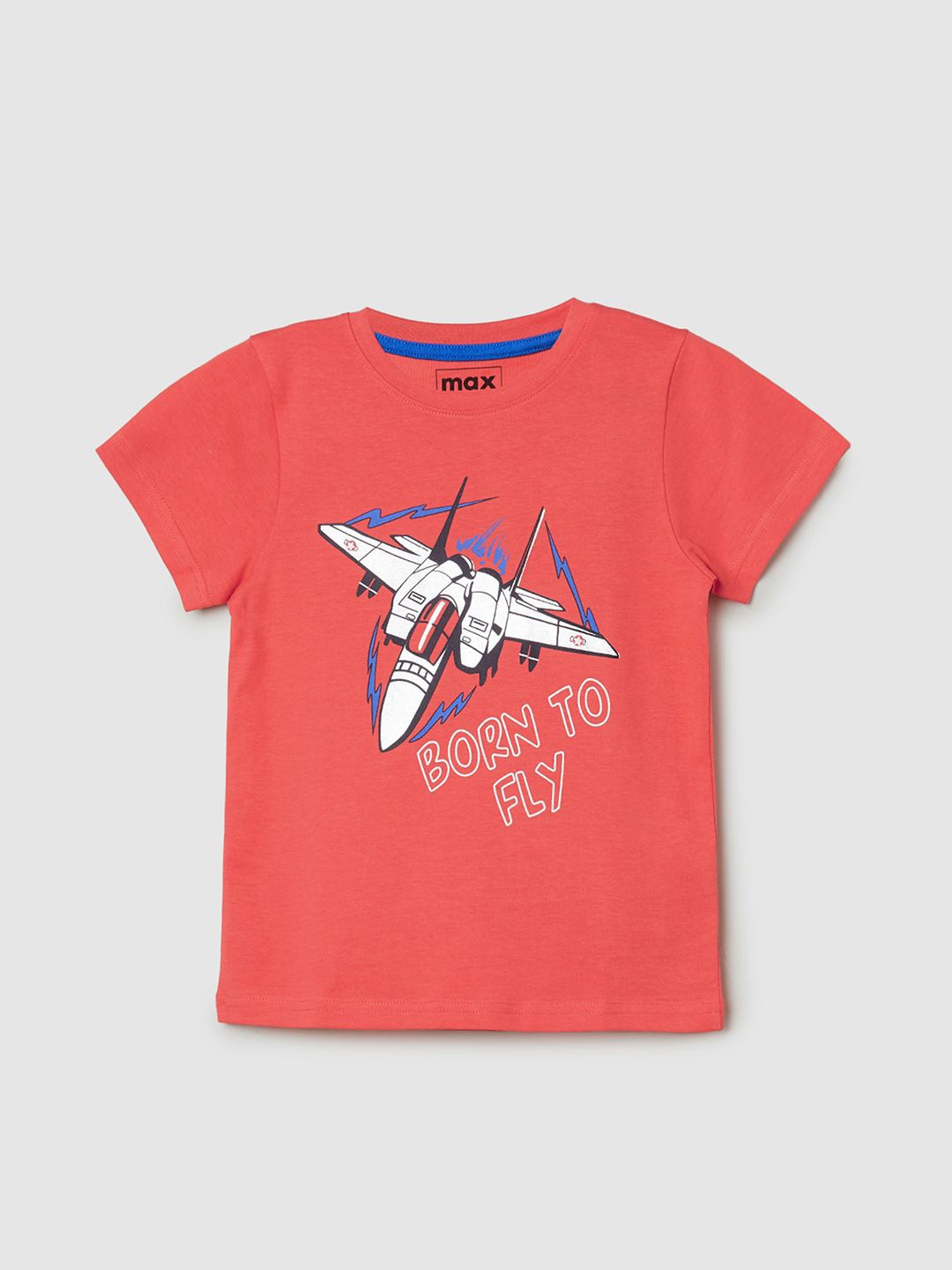 

max Boys Graphic Printed Round Neck Cotton T-shirt, Orange