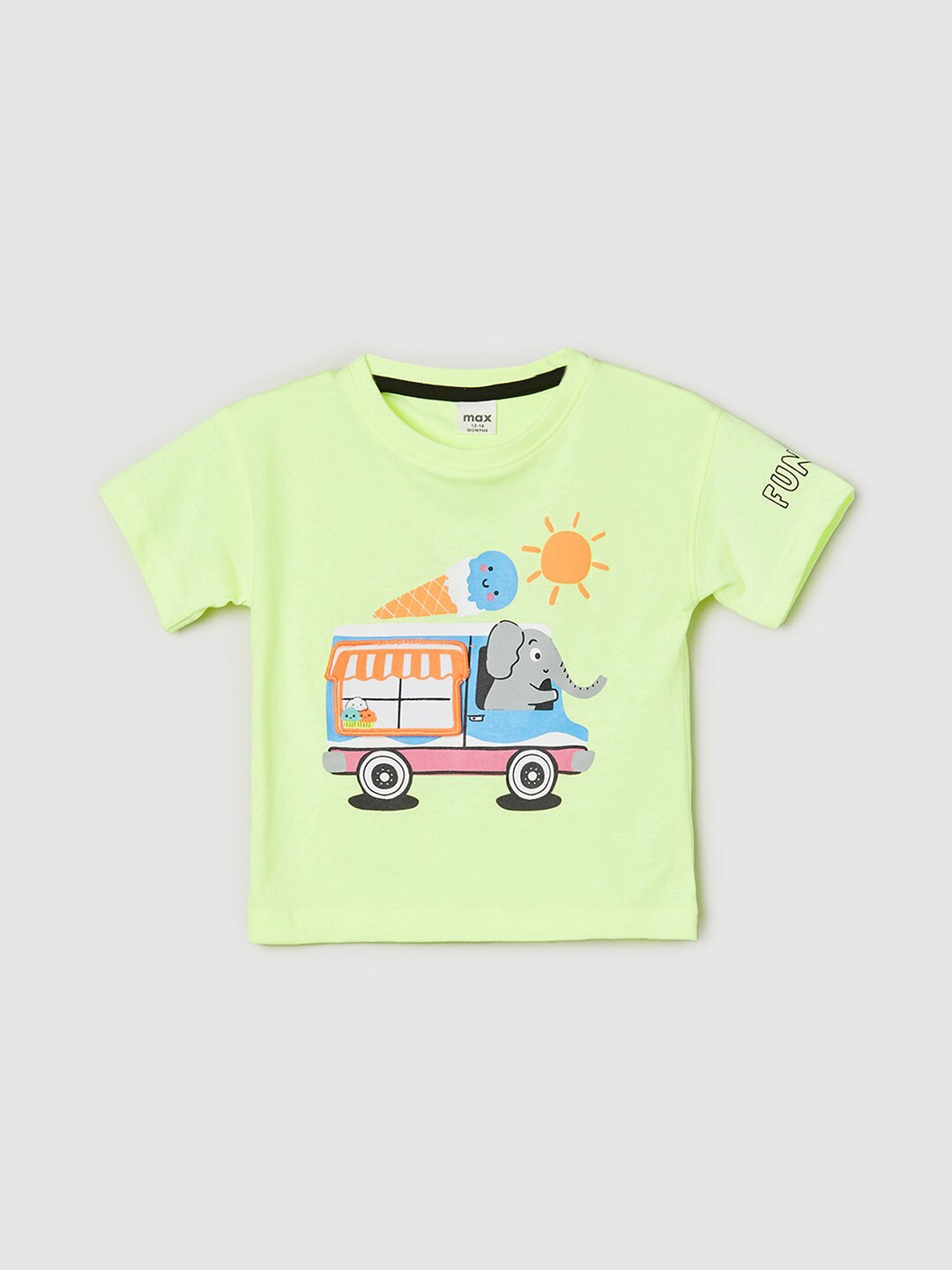 

max Boys Graphic Printed Round Neck Cotton T-shirt, Yellow