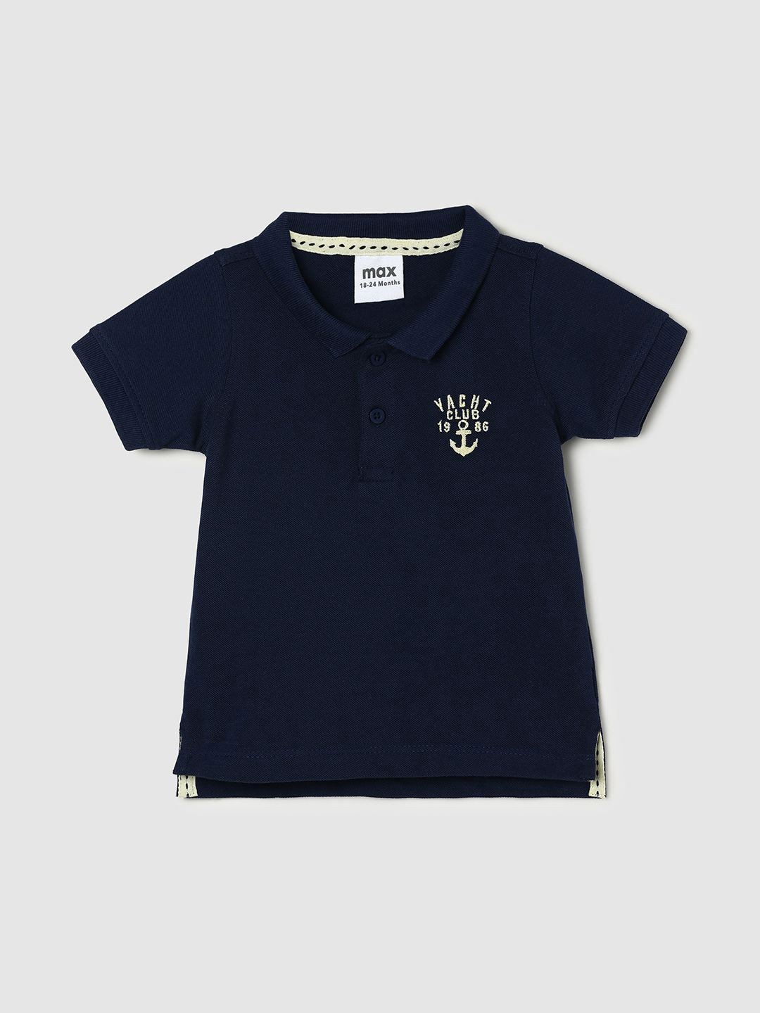 

max Boys V-Neck Applique T-shirt, Blue