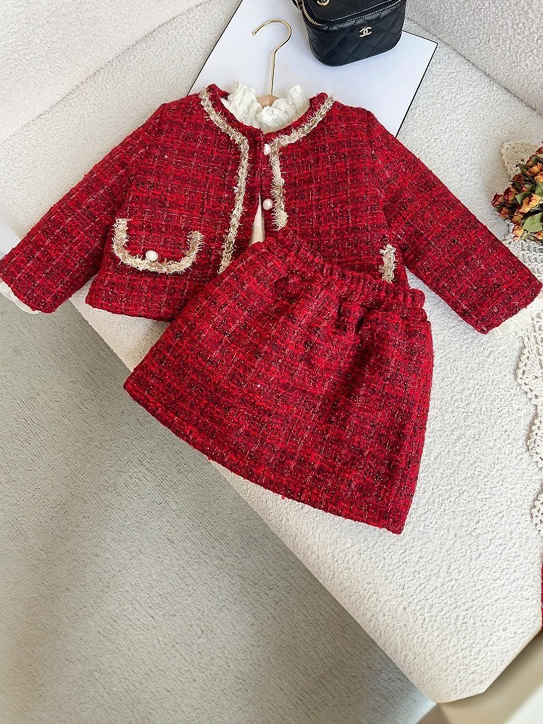 

TrendyKid Girls Shirt With Skirt, Red