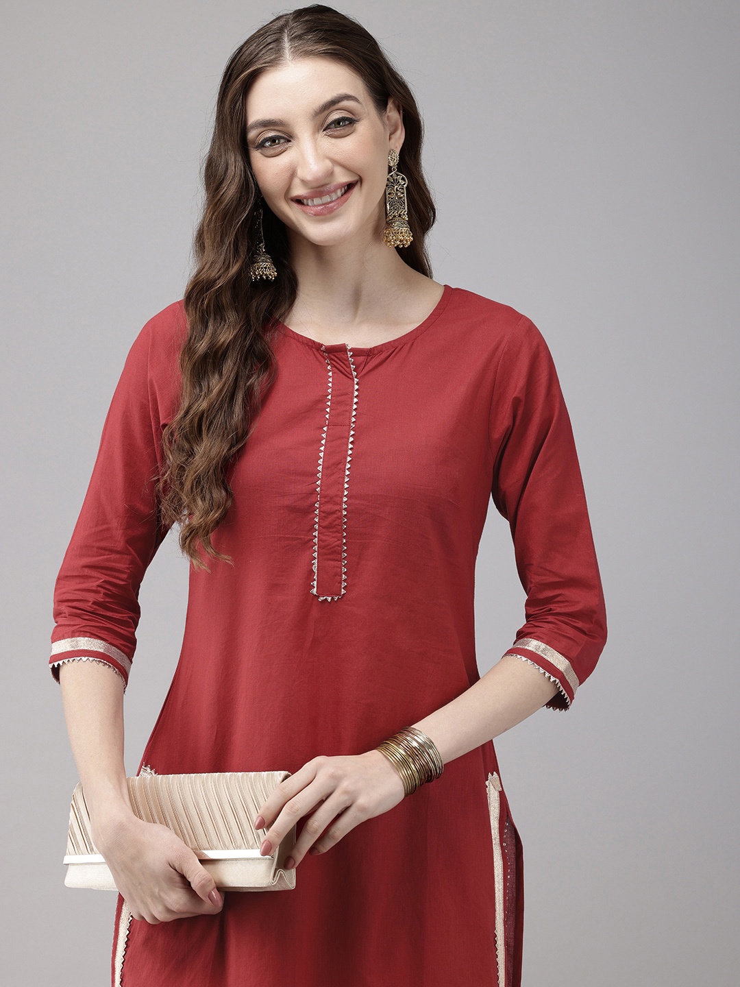 

Vedic Gotta Patti Kurta With Palazzos, Red