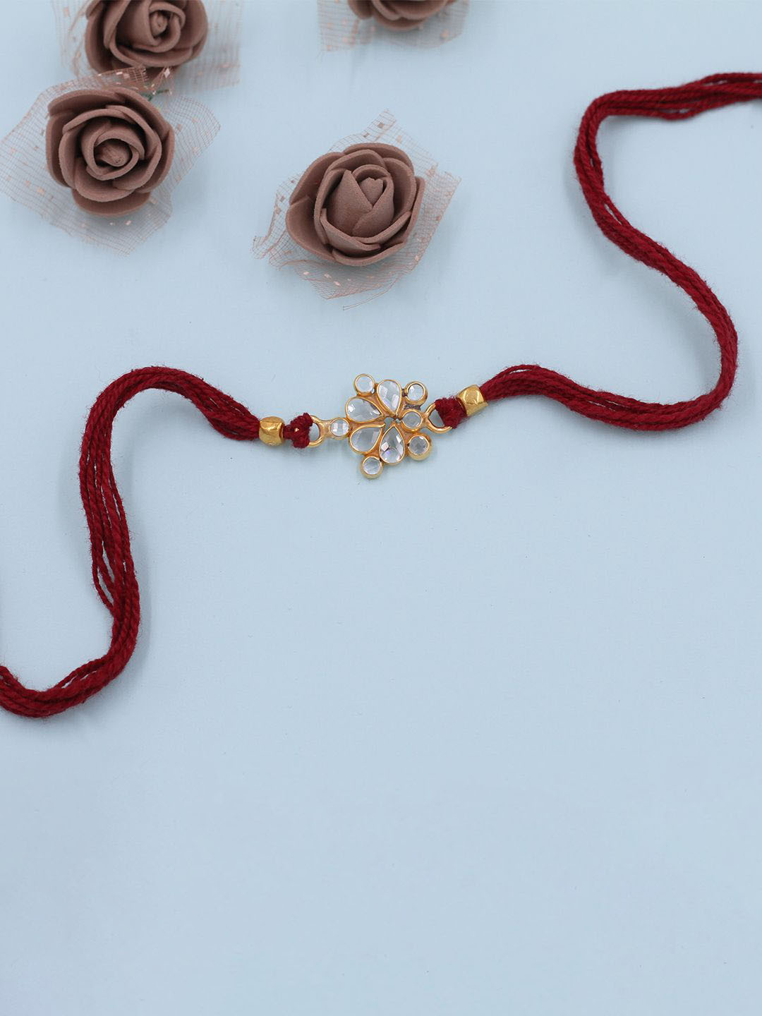 

SANGEETA BOOCHRA 925 Sterling Silver Stone-Studded Rakhi, Gold