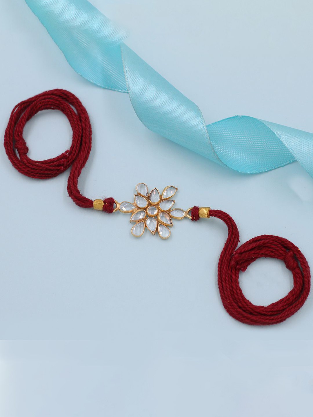 

SANGEETA BOOCHRA 925 Sterling Silver Stone-Studded Thread Rakhi, Gold