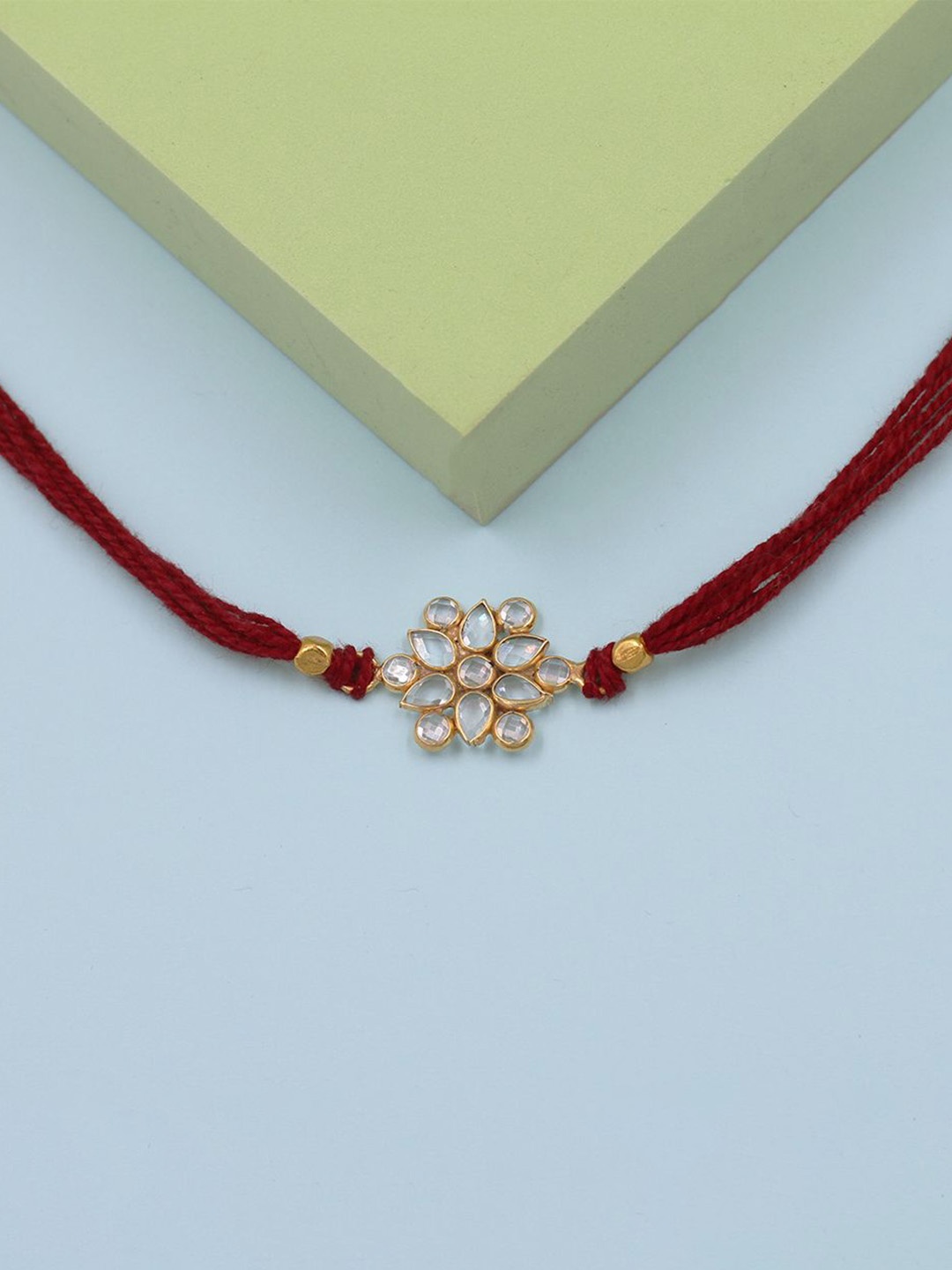 

SANGEETA BOOCHRA 925 Sterling Silver Stone-Studded Rakhi