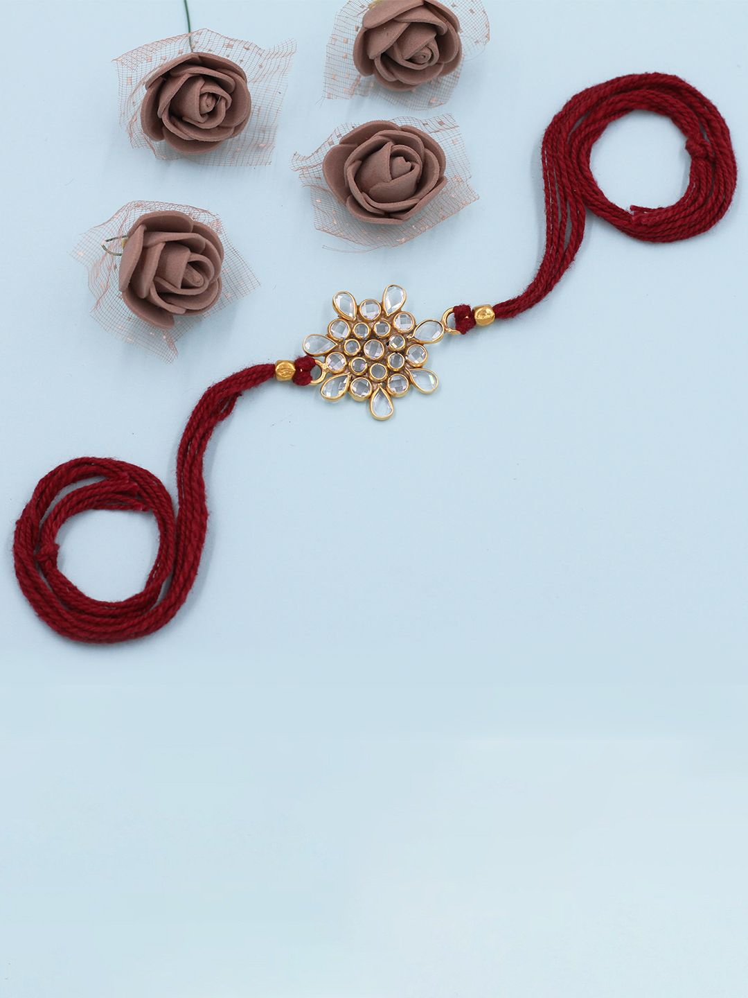 

SANGEETA BOOCHRA 925 Sterling Silver Stone-Studded Thread Rakhi, Gold