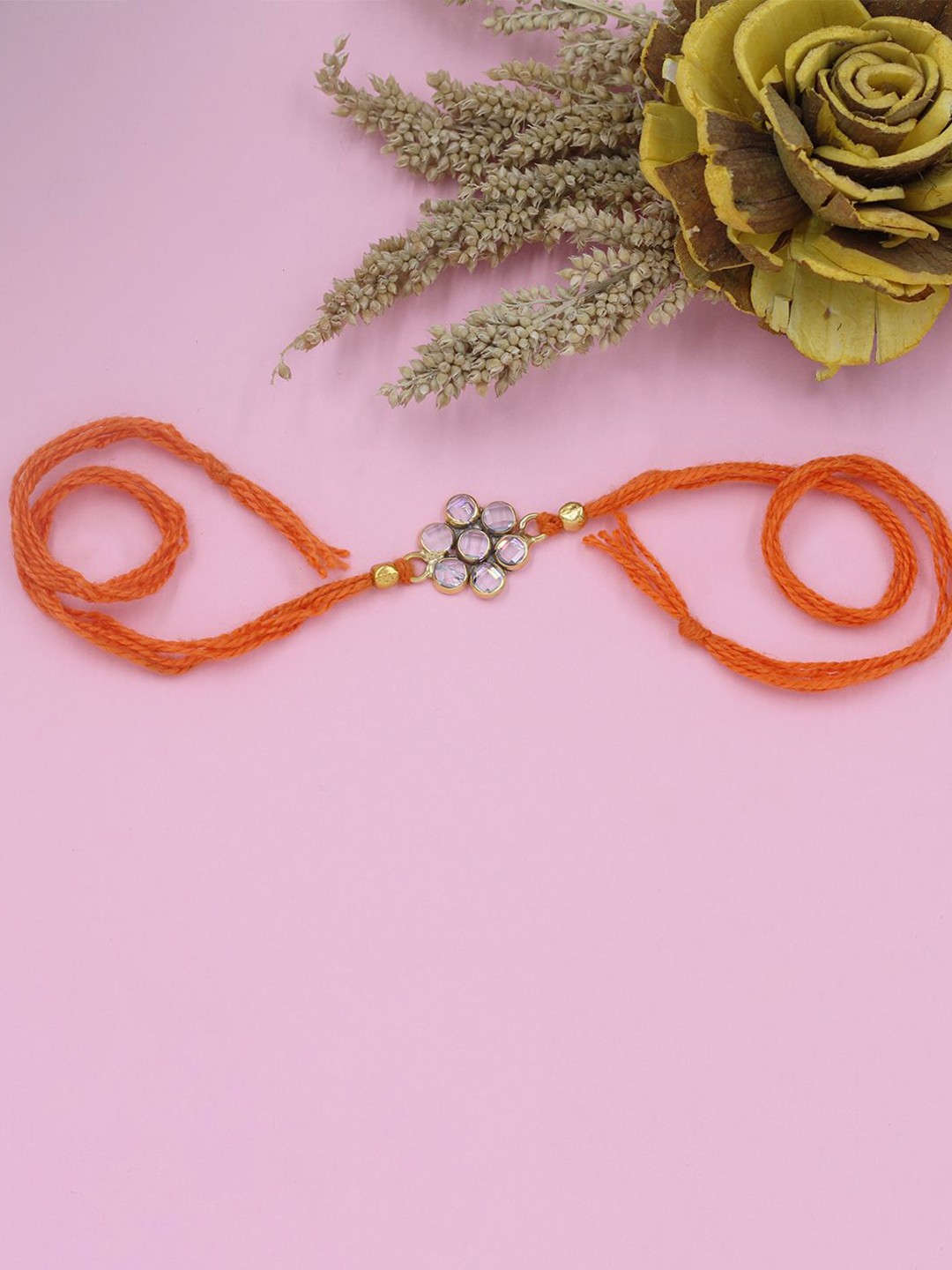 

SANGEETA BOOCHRA 925 Sterling Silver Stone-Studded Rakhi, Gold