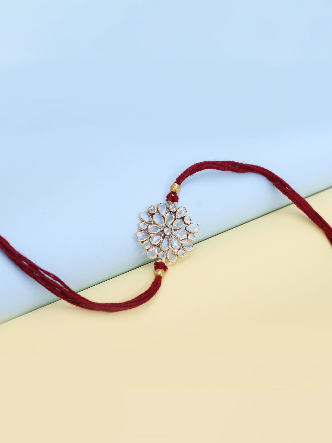 

SANGEETA BOOCHRA 925 Sterling Silver Stone-Studded Rakhi, Gold