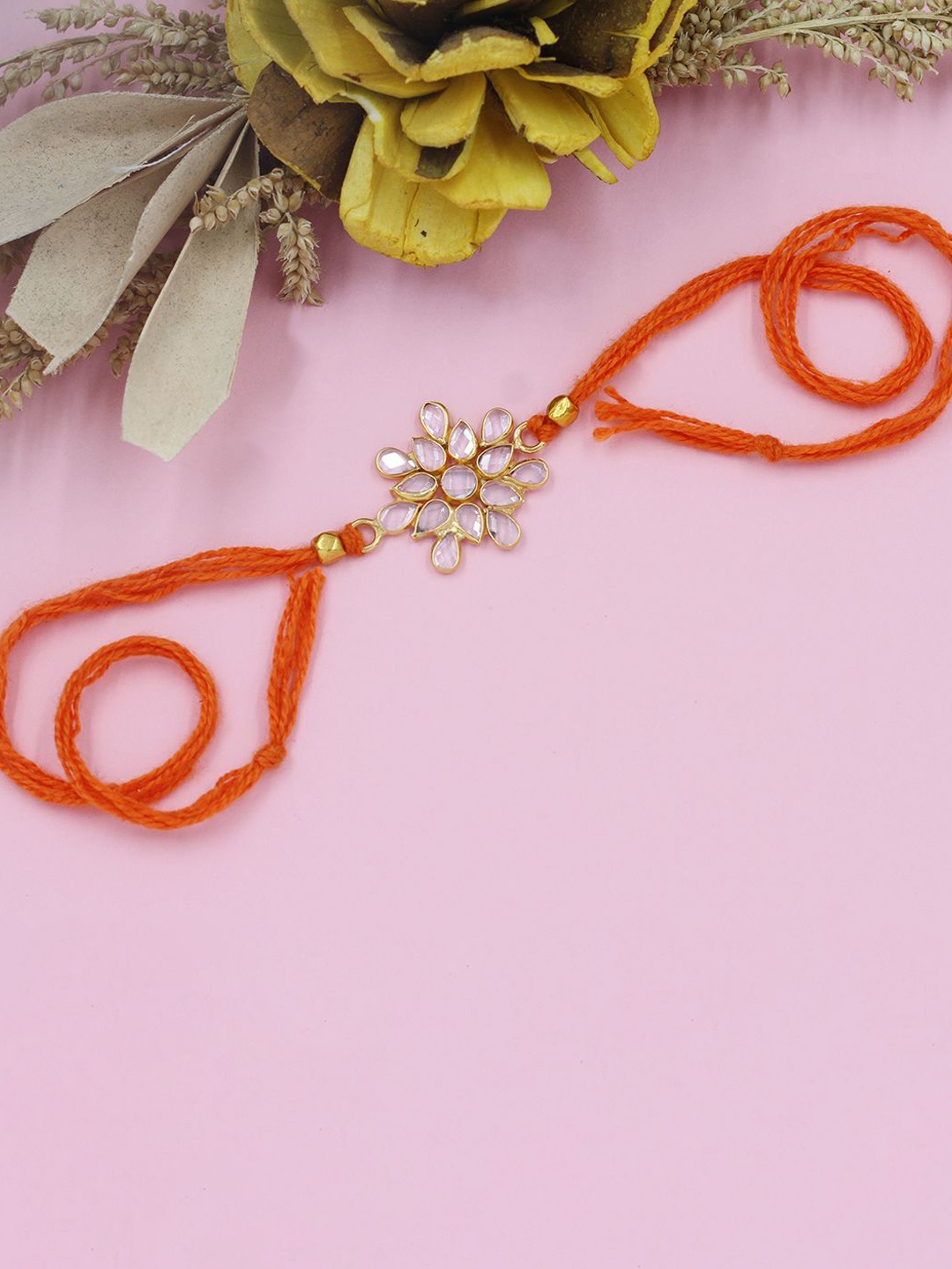 

SANGEETA BOOCHRA 925 Sterling Silver Stone-Studded Rakhi, Gold