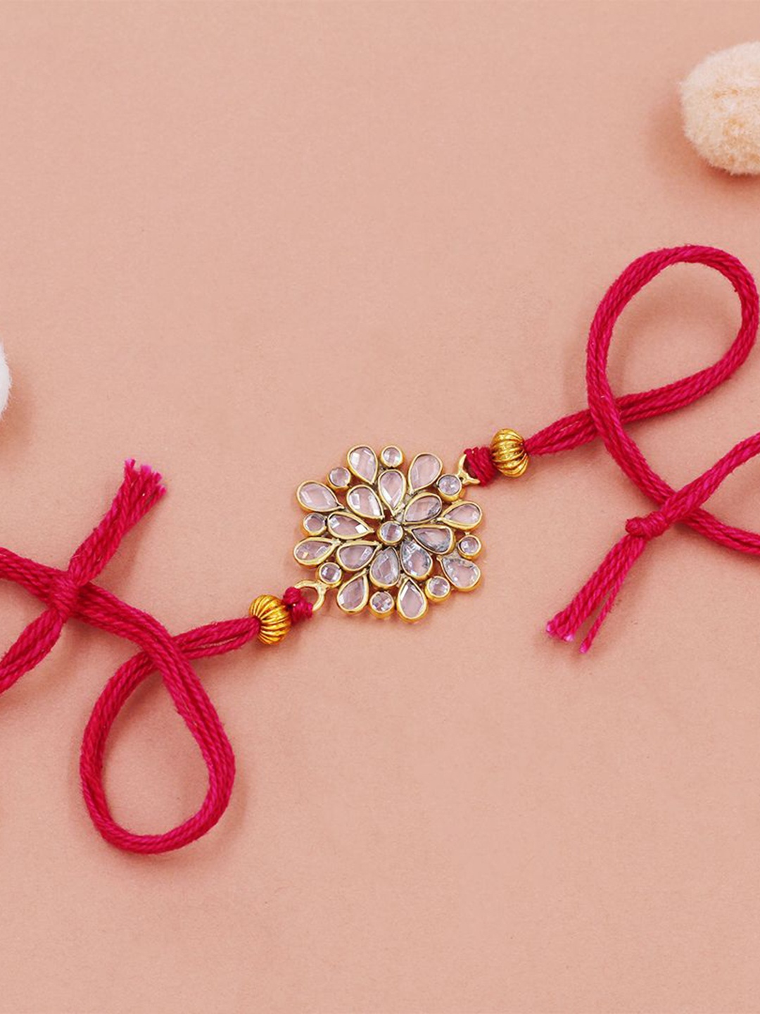 

SANGEETA BOOCHRA 925 Sterling Silver Stone-Studded Rakhi, Gold