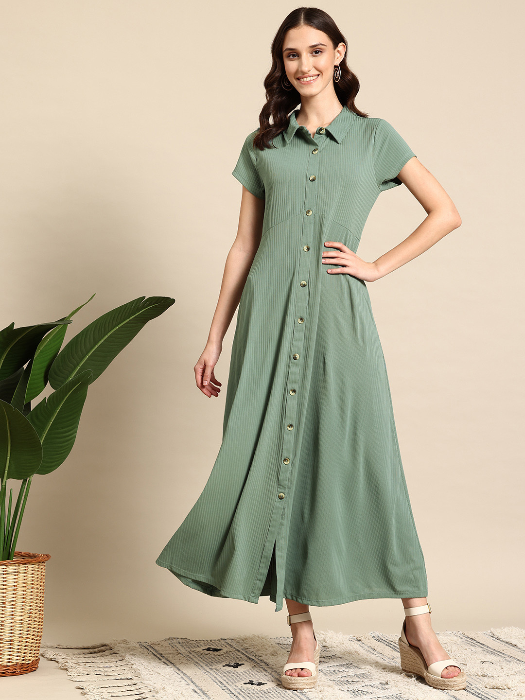 

Mast & Harbour A-Line Maxi Dress, Green