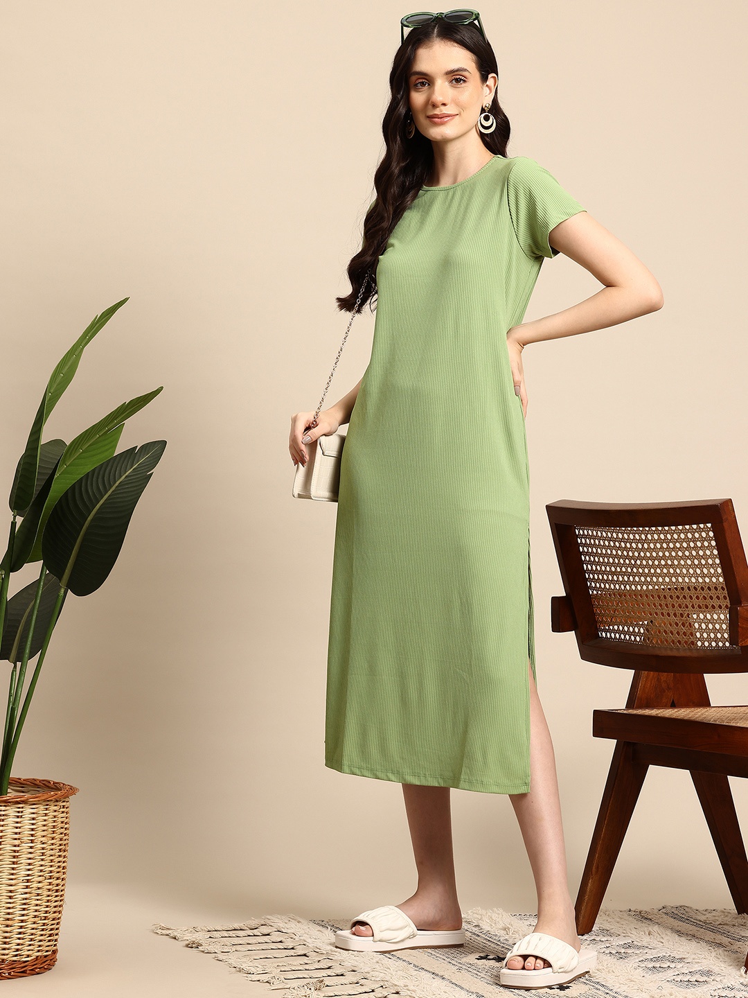 

Mast & Harbour A-Line Midi Dress, Green