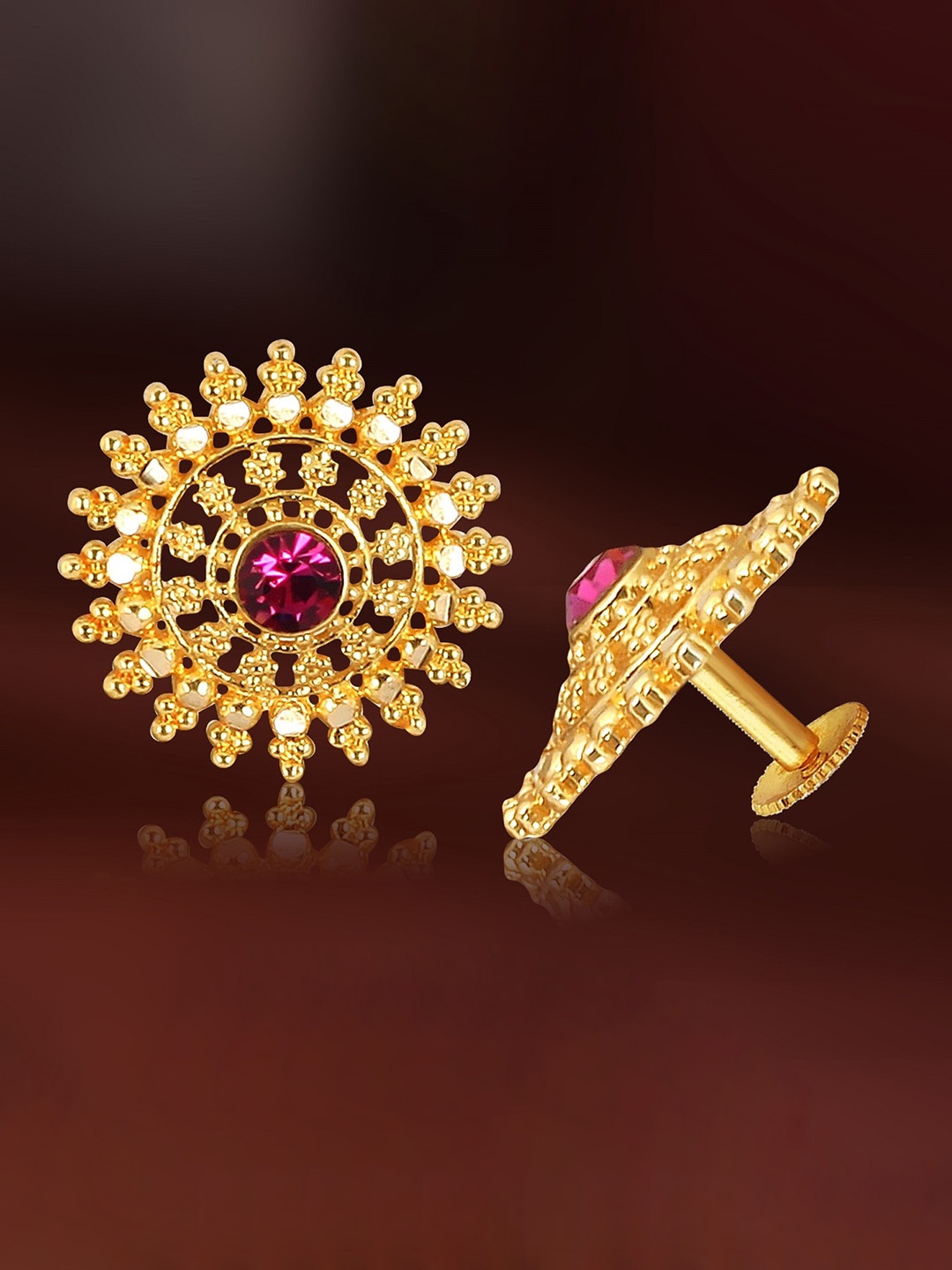 

Vighnaharta Cubic Zirconia Gold-Plated Circular Shaped Studs Earrings