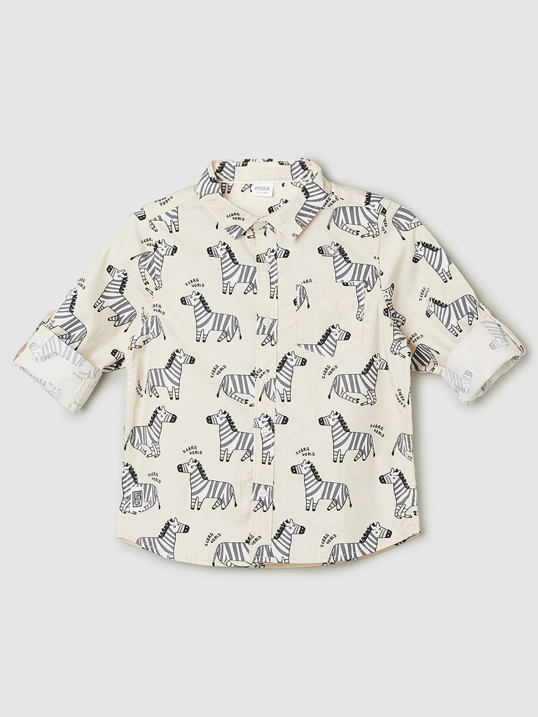 

max Boys Floral Printed Casual Shirt, Off white