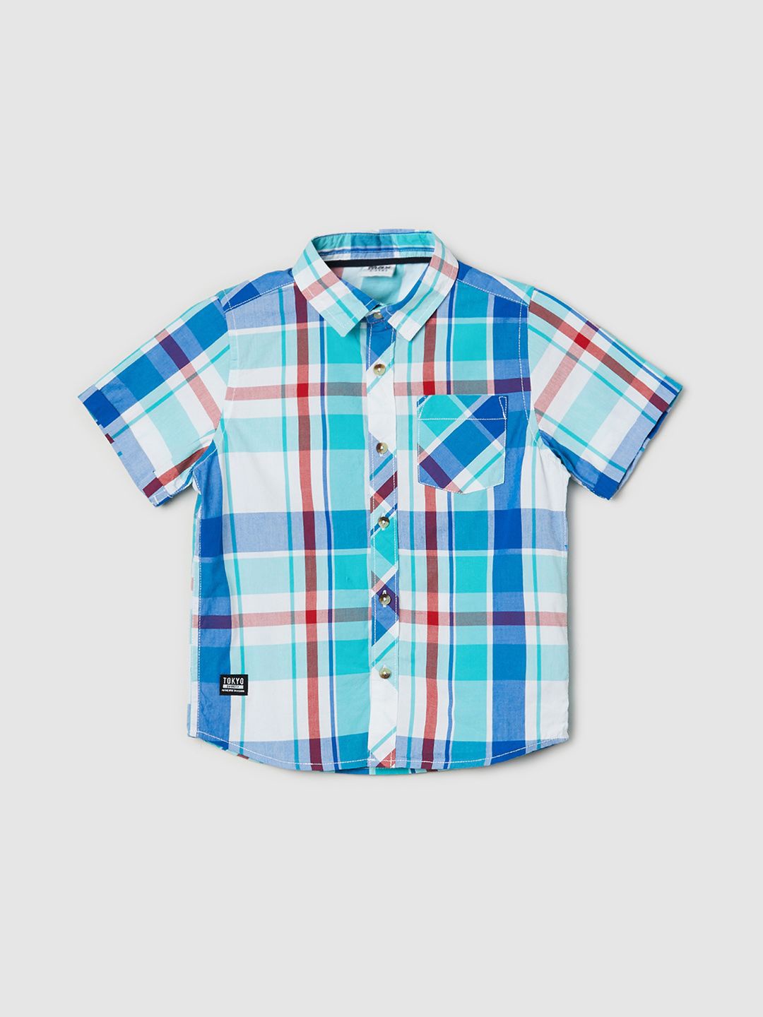 

max Boys Checked Cotton Casual Shirt, Blue