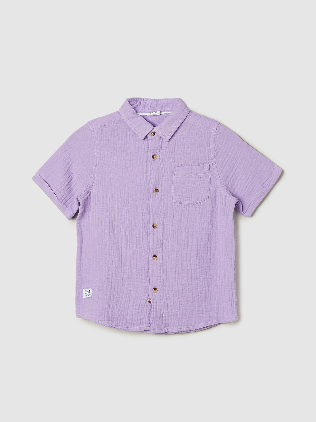 

max Boys Striped Cotton Casual Shirt, Purple