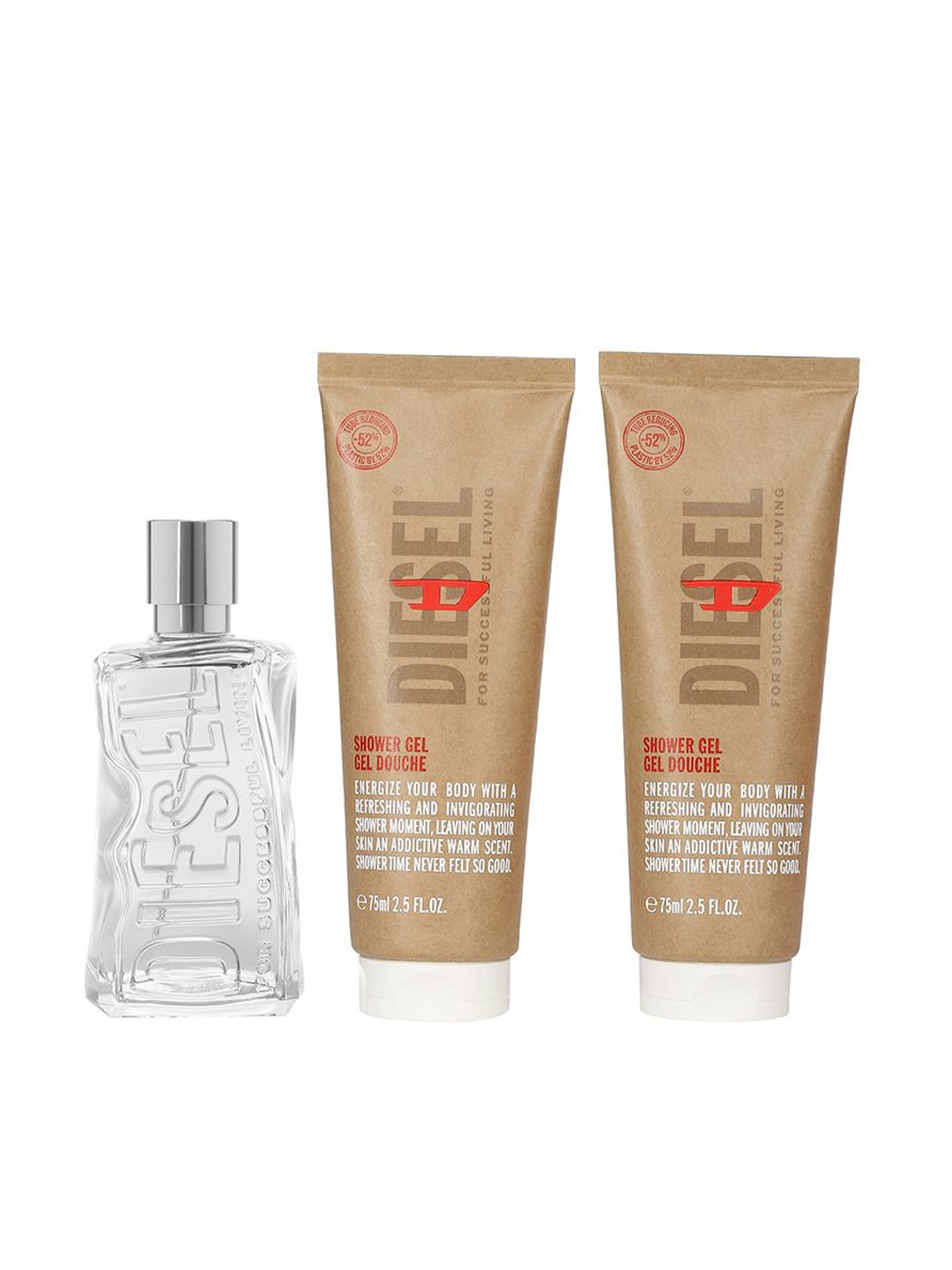 

DIESEL Set of 2 Shower Gel - 75 ml each & D5 Eau De Toilette - 100 ml, Transparent