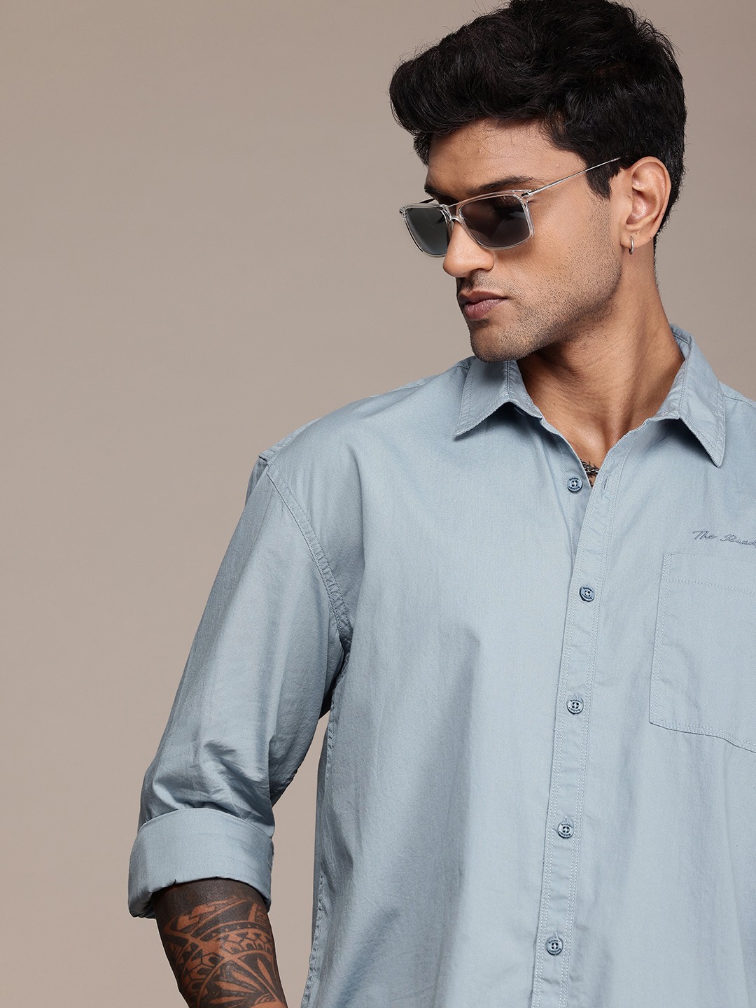 

The Roadster Life Co. Pure Cotton Relaxed Fit Casual Shirt, Blue