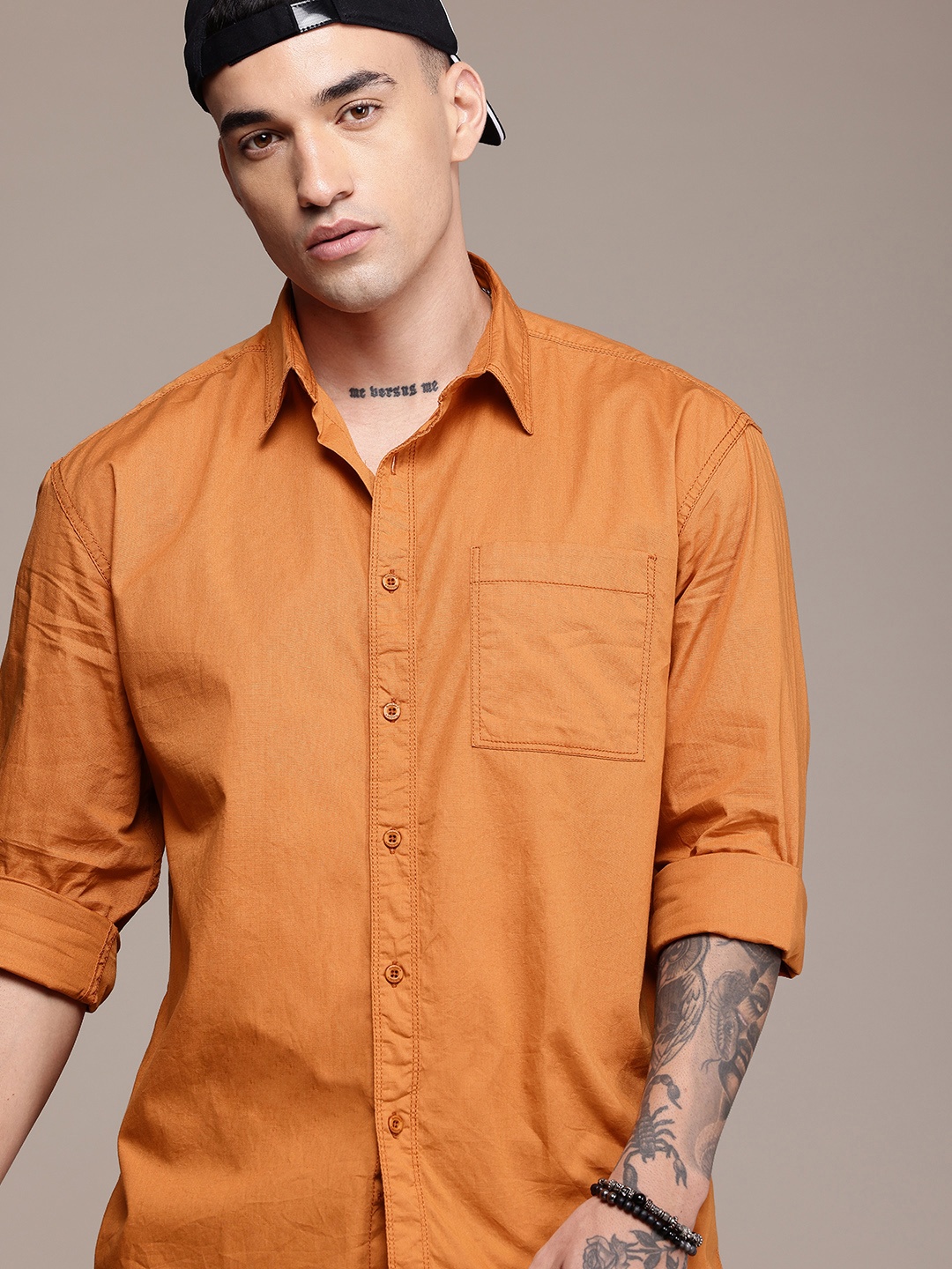 

The Roadster Life Co. Pure Cotton Relaxed Fit Opaque Casual Shirt, Rust