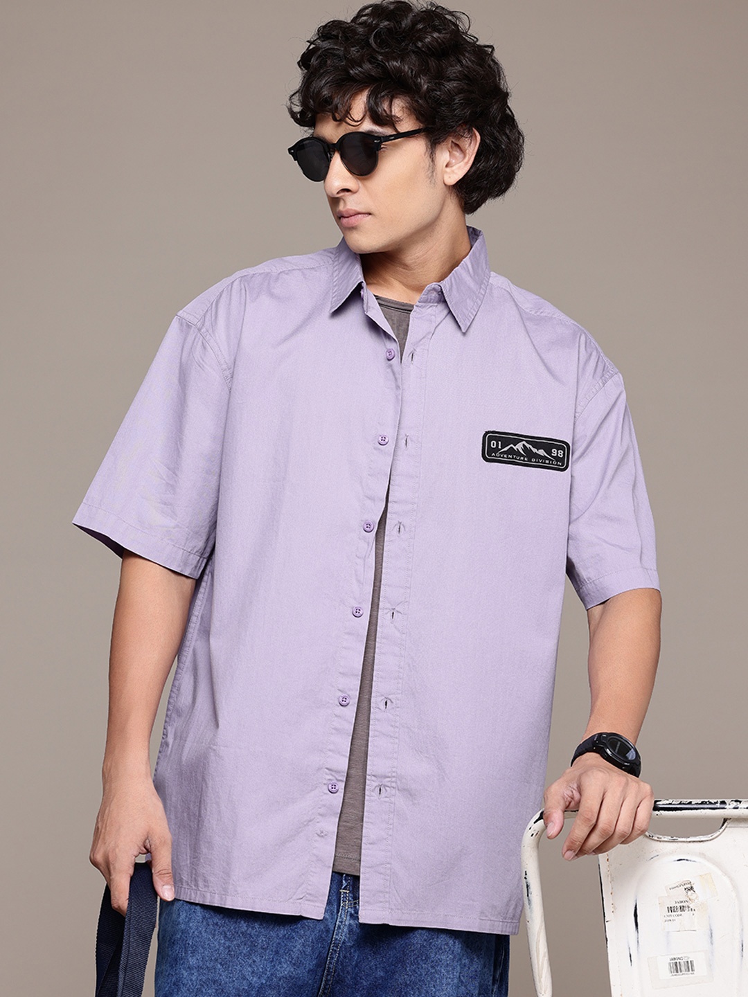 

The Roadster Lifestyle Co. Pure Cotton Relaxed Fit Shirt, Lavender
