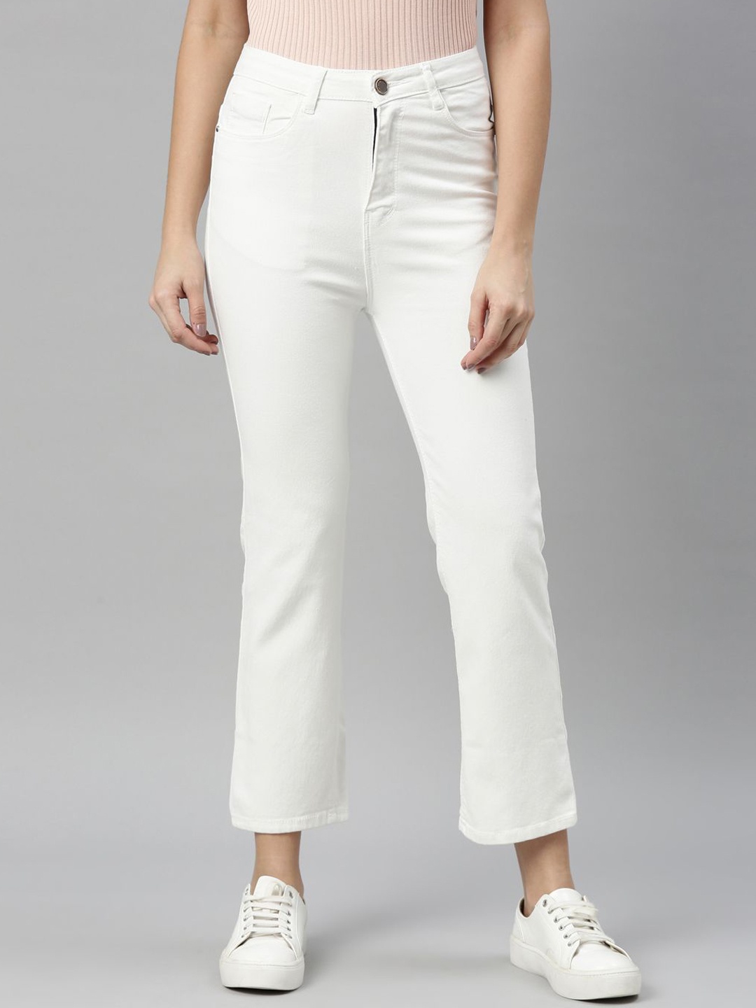 

ZHEIA Women Skinny Fit High-Rise Stretchable Jeans, White