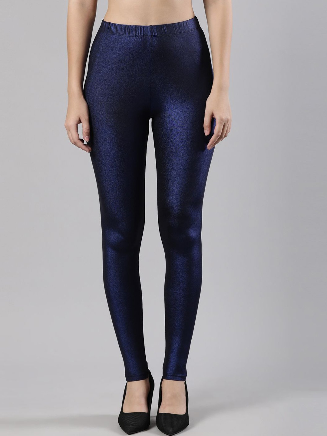 

Femmora Soft and Lightweight Shimmer Ankle Length Leggings, Navy blue
