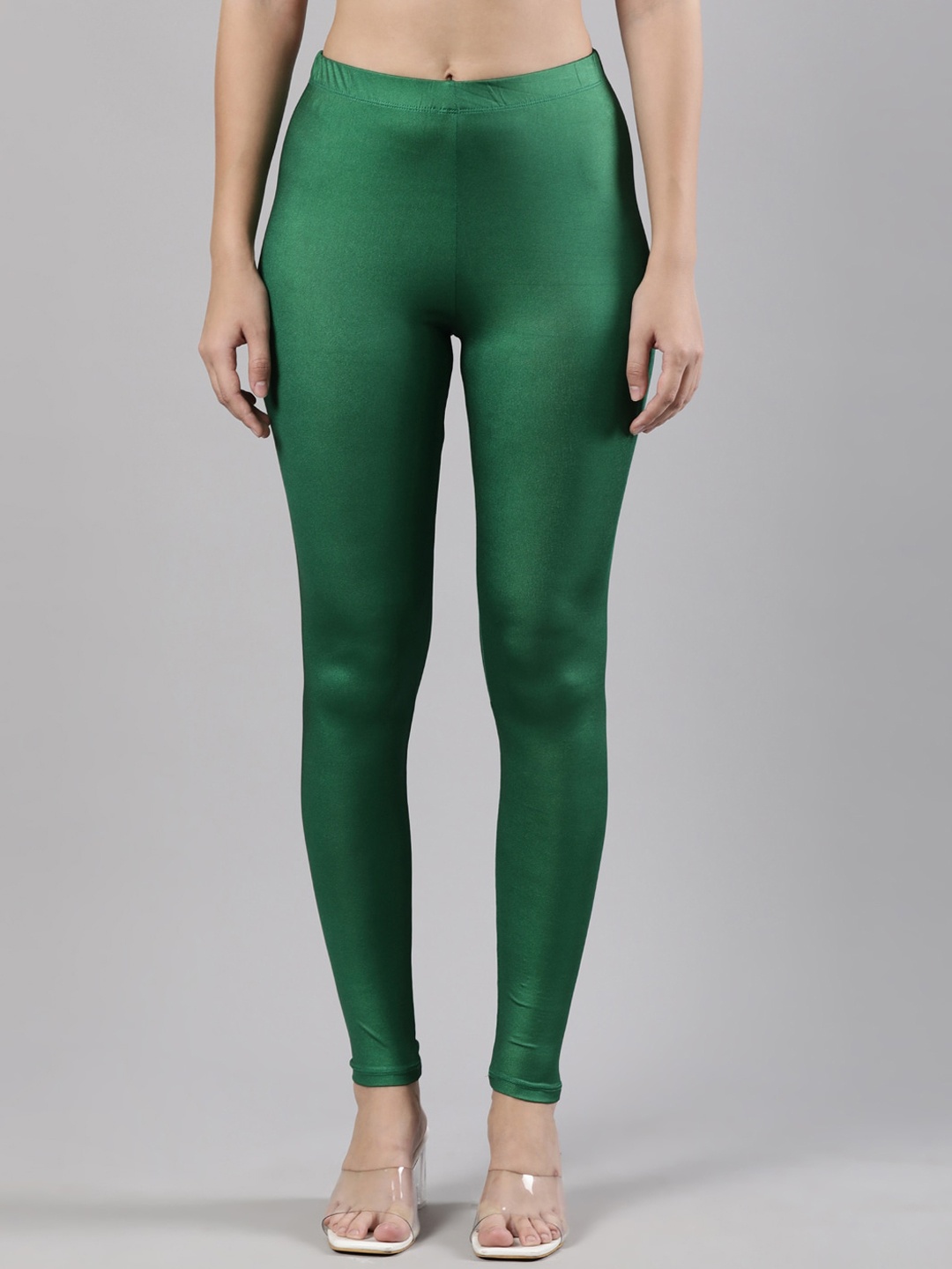 

Femmora Soft and Lightweight Shimmer Ankle Length Leggings, Green