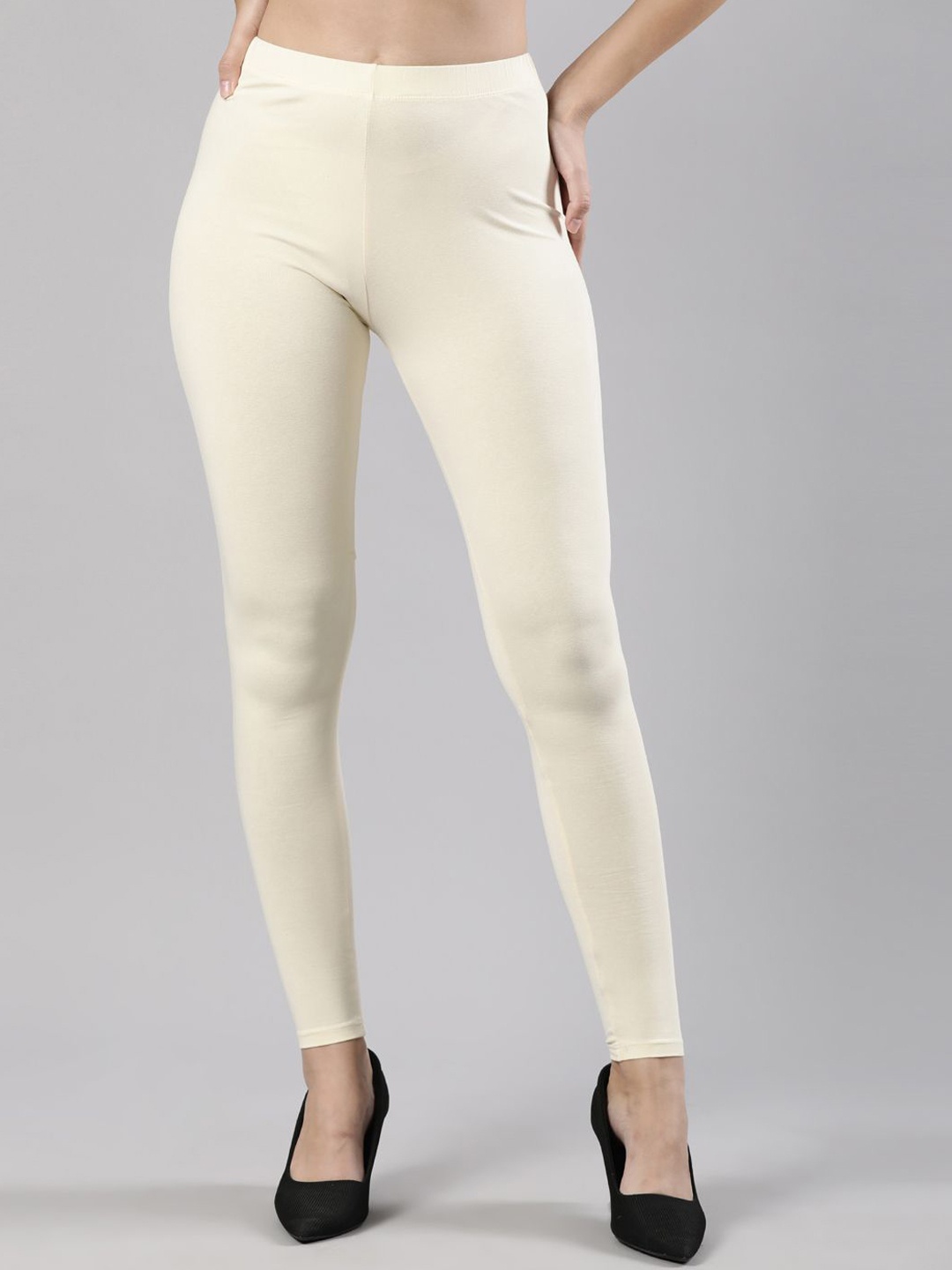 

Femmora Women Ankle-Length Leggings, Cream