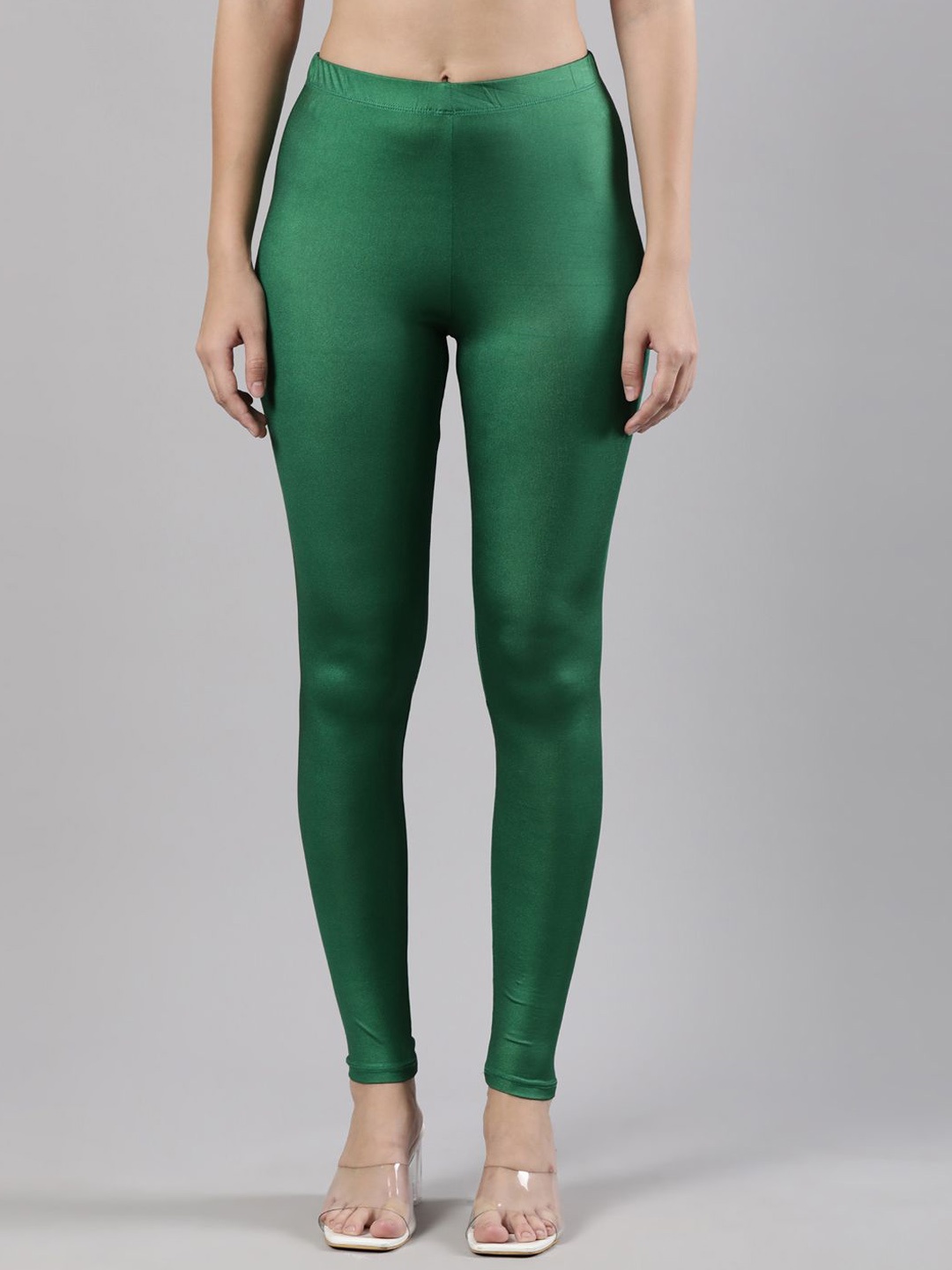 

Femmora Soft and Lightweight Shimmer Ankle Length Leggings, Green