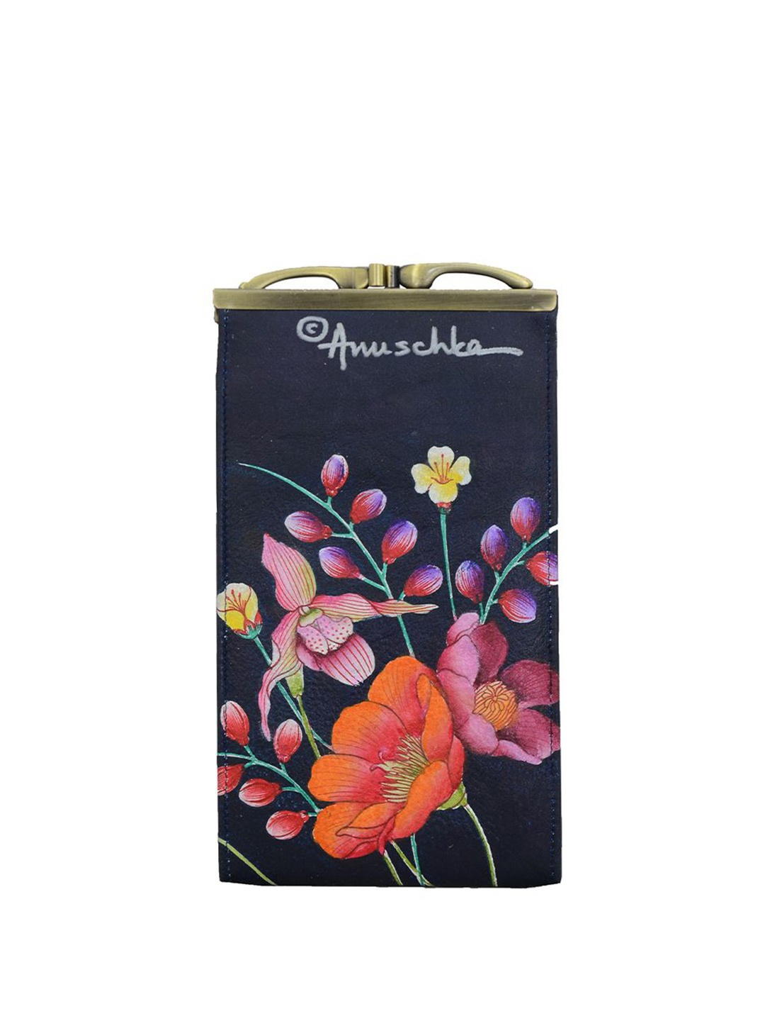 

Anuschka Women Printed Leather Double Eyeglass Case, Orange