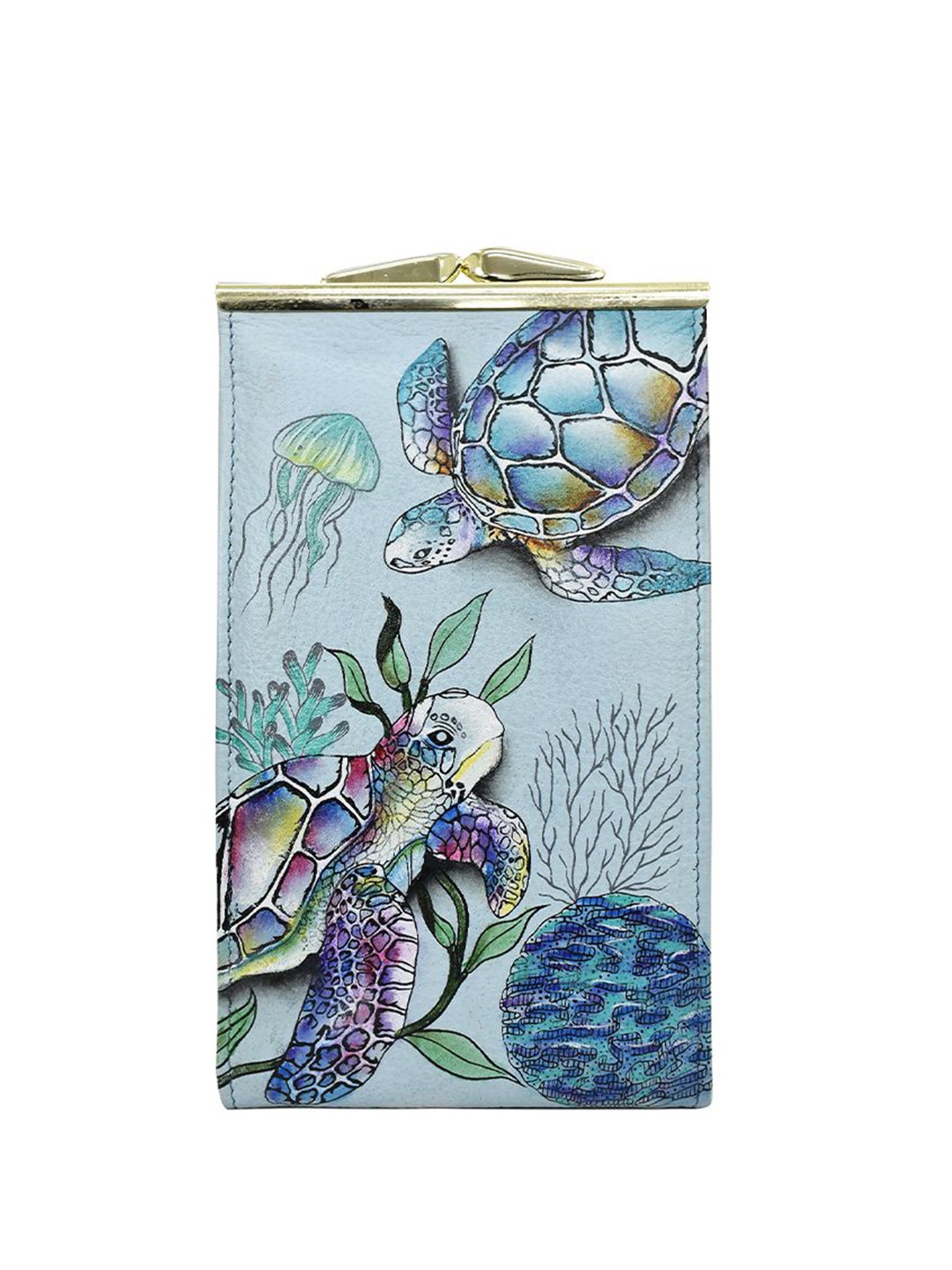 

Anuschka Women Printed Leather Double Eyeglass Case, Blue
