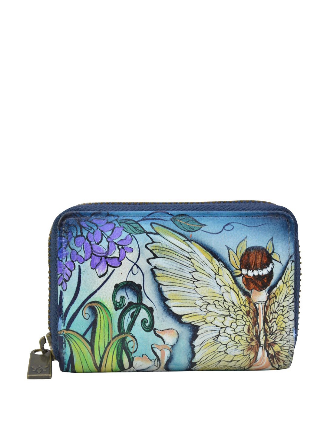 

Anuschka Graphic Printed Leather Card Holder, Navy blue