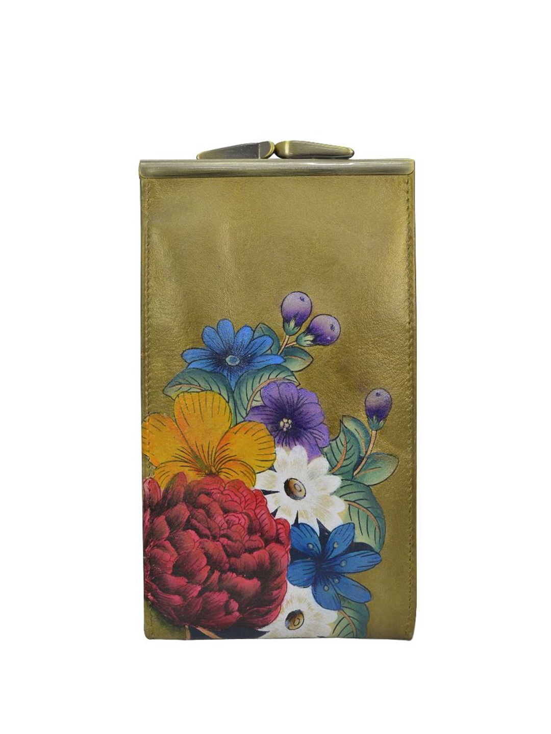 

Anuschka Printed Leather Purse Clutch, Gold