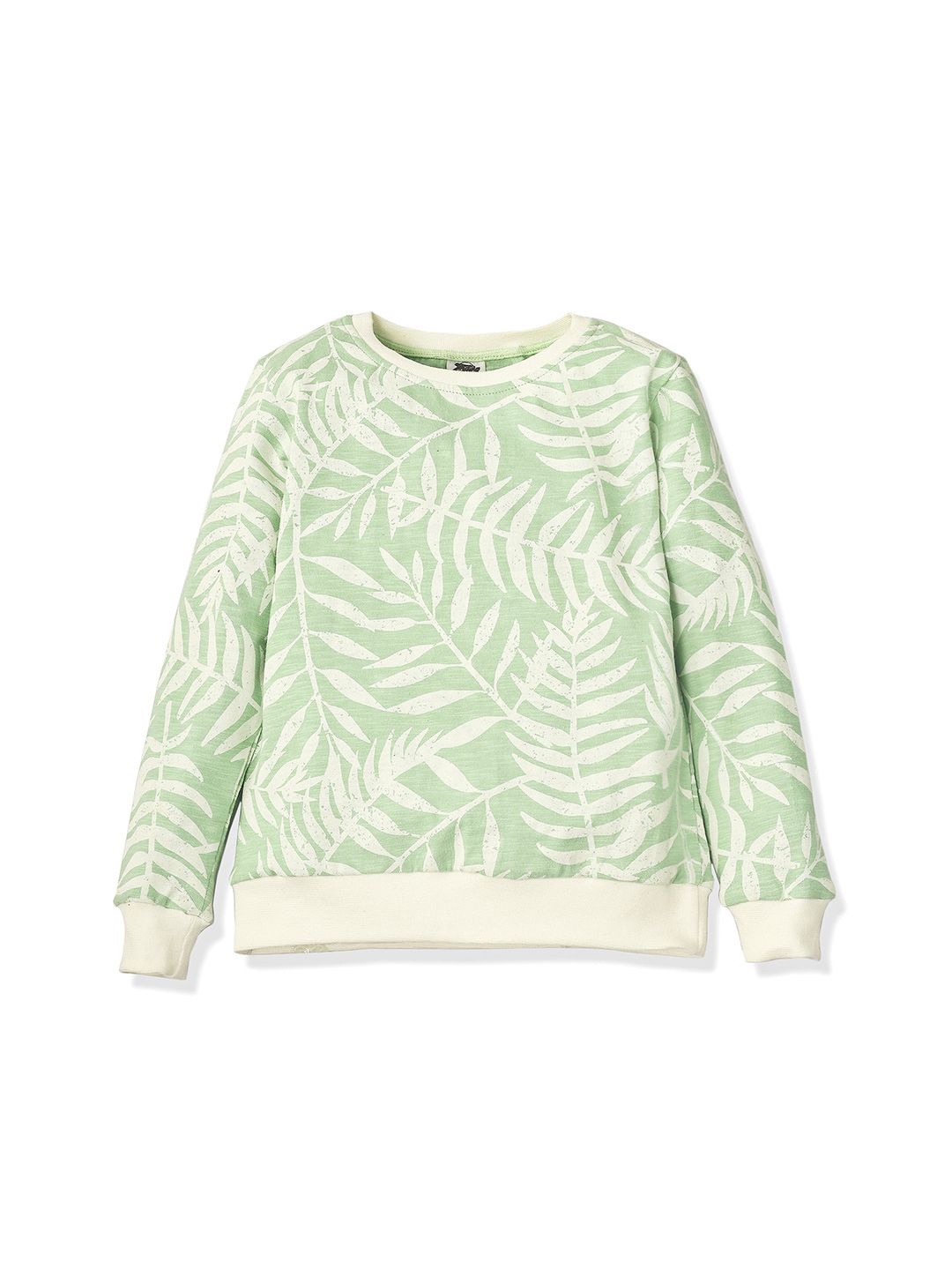 

BLOSSOM Kids Floral Printed Round Neck T-shirt, Green