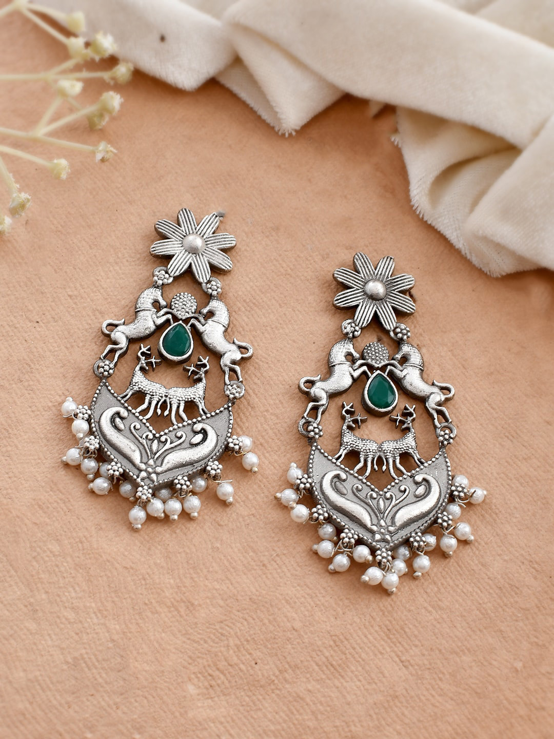 

DASTOOR Contemporary Oxidised Drop Earrings, Silver