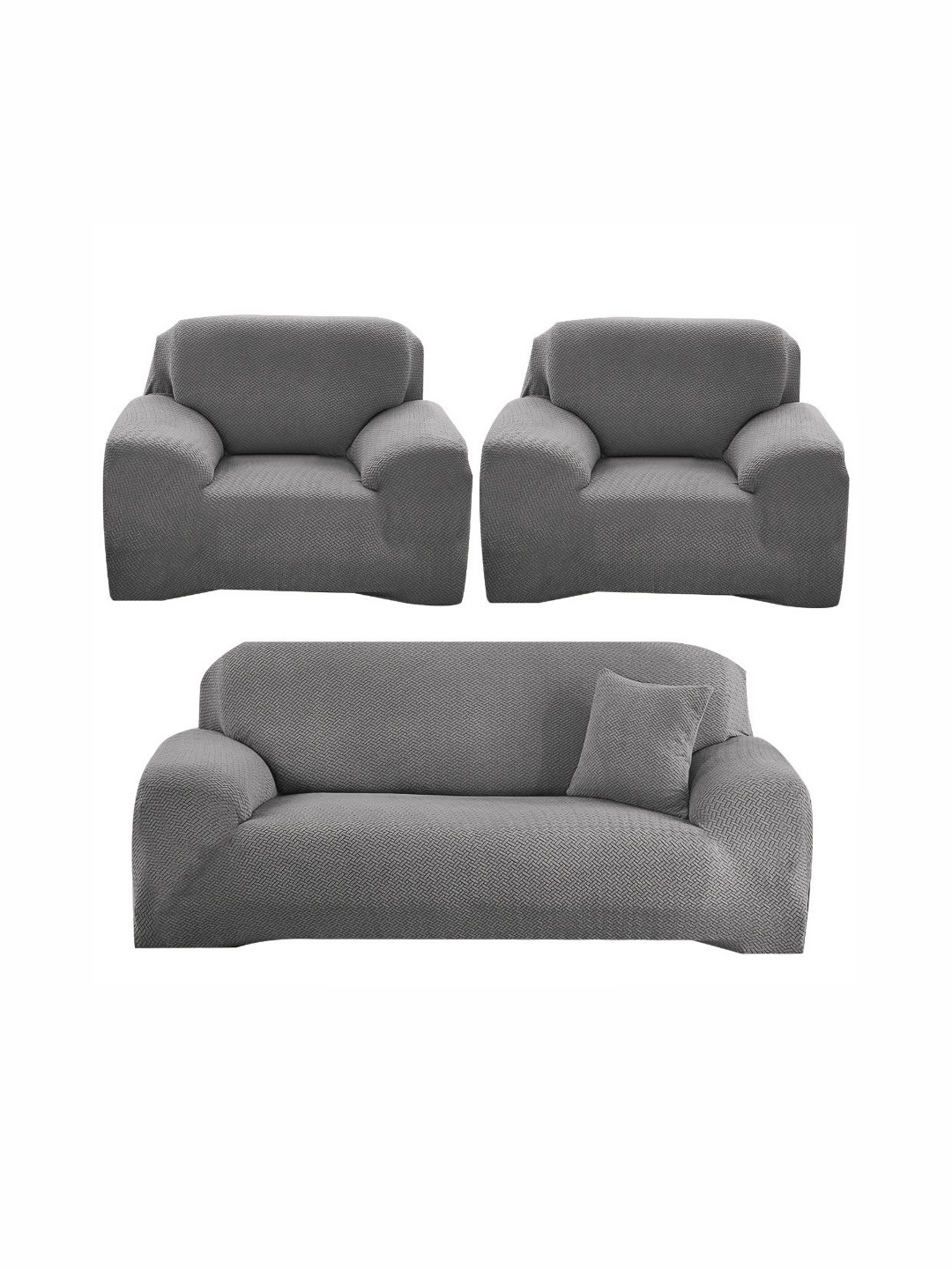 

Furshine Grey 3 Pieces Sofa Cover With Arms