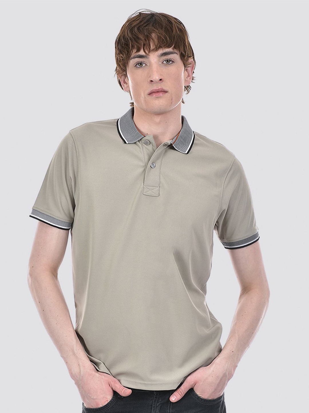 

LONDON FOG Men Polo Collar Solid T-shirt, Grey
