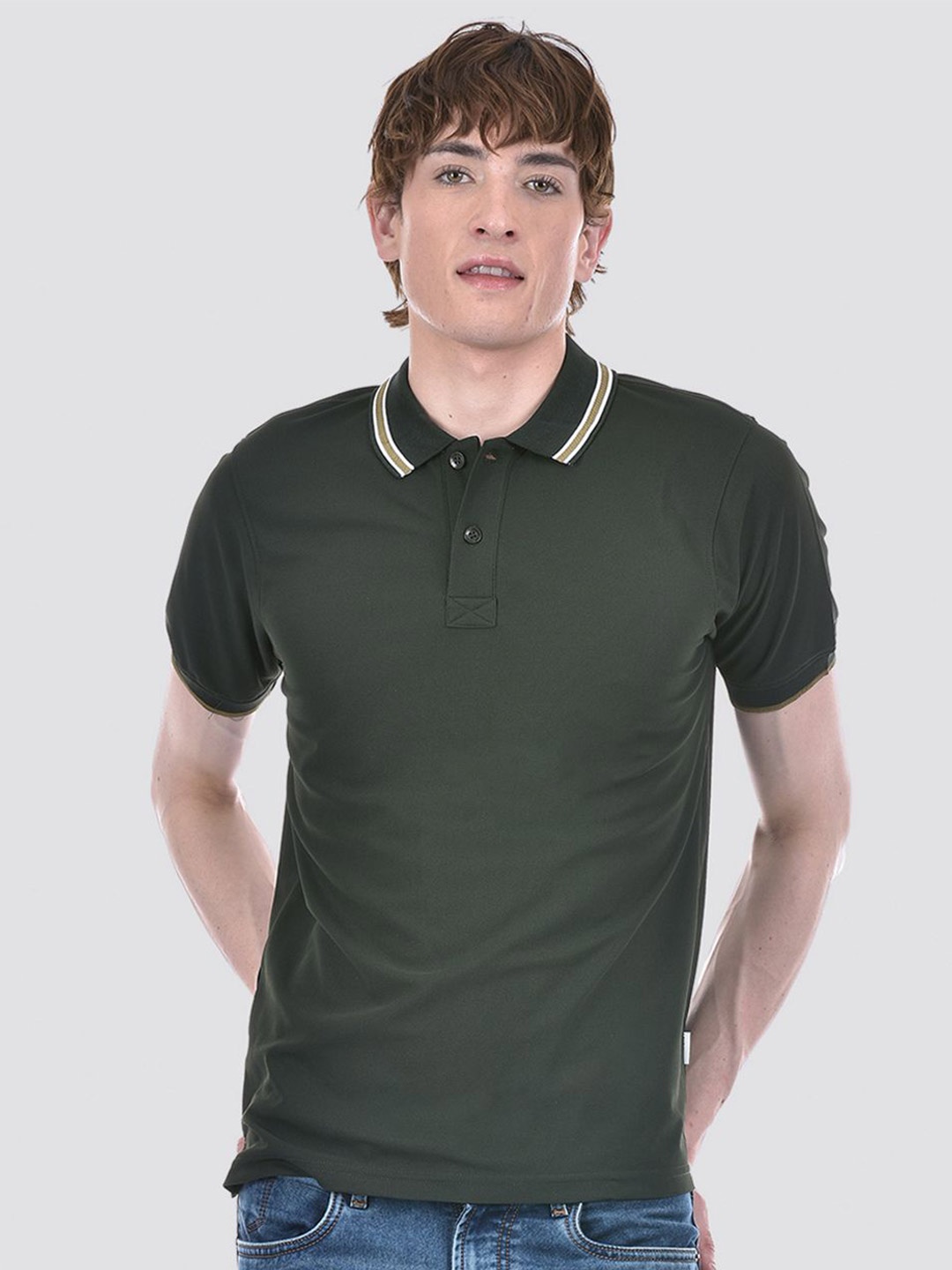 

LONDON FOG Men Polo Collar Solid Cotton T-shirt, Green