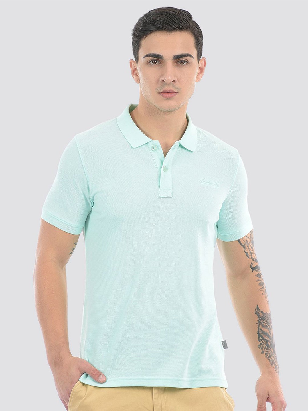 

LONDON FOG Men Polo Collar Applique T-shirt, Green