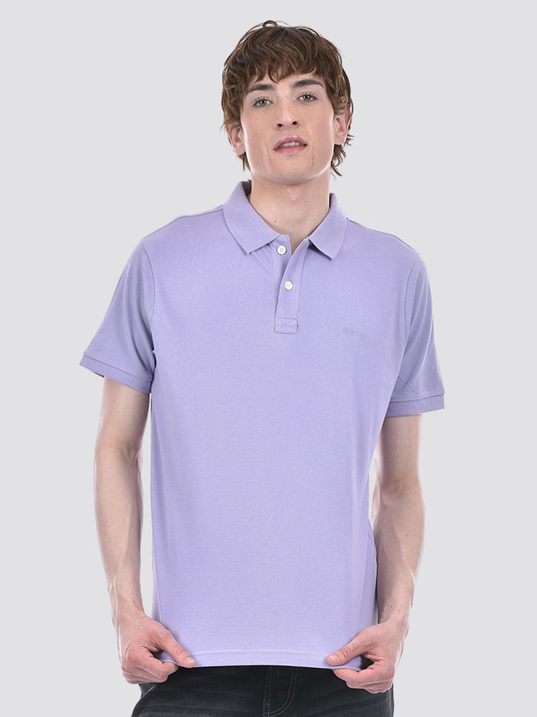

LONDON FOG Men Polo Collar Solid Cotton T-shirt, Purple