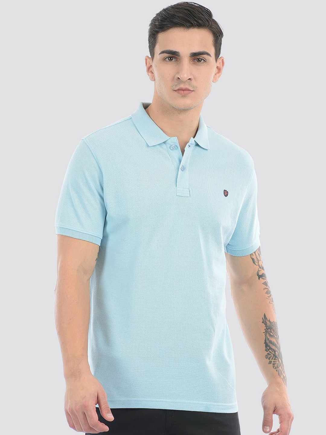 

LONDON FOG Men Polo Collar Applique T-shirt, Blue