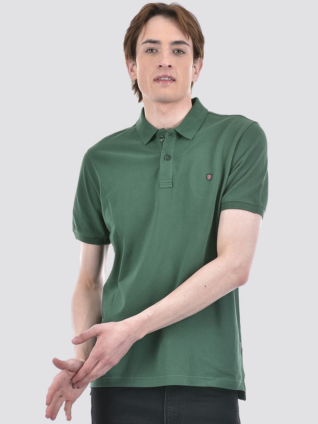 

LONDON FOG Men Polo Collar Applique T-shirt, Green