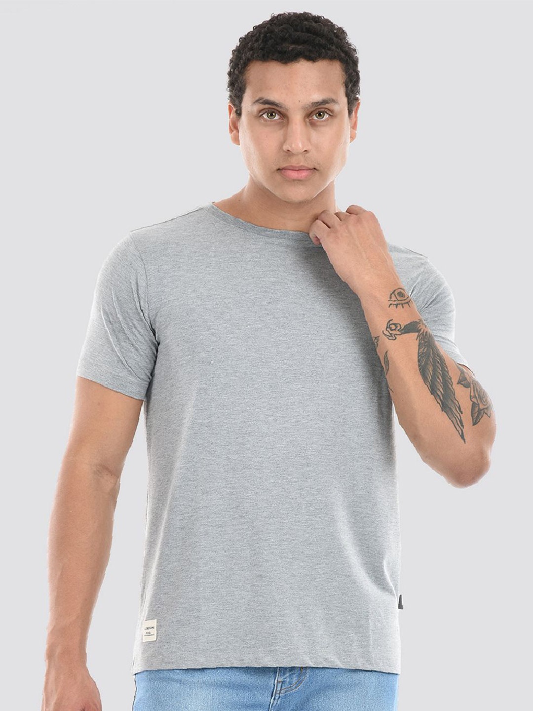 

LONDON FOG Men V-Neck Raw Edge T-shirt, Grey