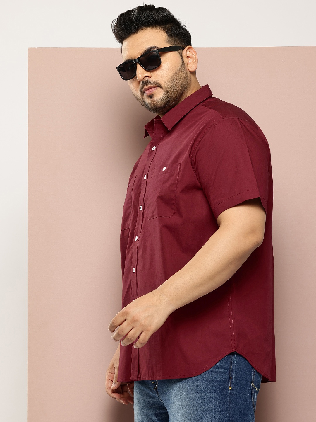 

Sztori Men Plus Size Pure Cotton Casual Shirt, Maroon